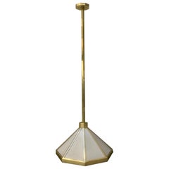 Lampadario Ottagonale in Ottone e Tessuto - Italia - Anni '60