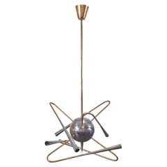Lampadario ottone "Sputnik" produzione Stilnovo anni 50