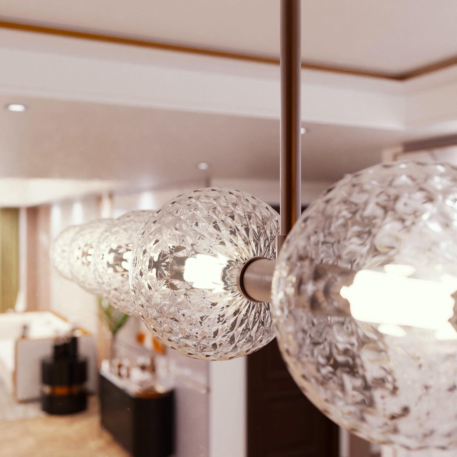 Periodo contemporaneo Lampadario Pendente in Vetro di Murano CARAVAGGIO – Stile Contemporaneo a Sfere in vendita