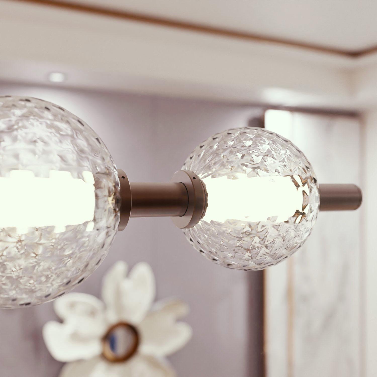 Metallo Lampadario Pendente in Vetro di Murano CARAVAGGIO – Stile Contemporaneo a Sfere in vendita