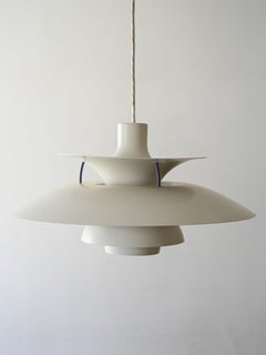 PH 5 white chandelier by Poul Henningsen