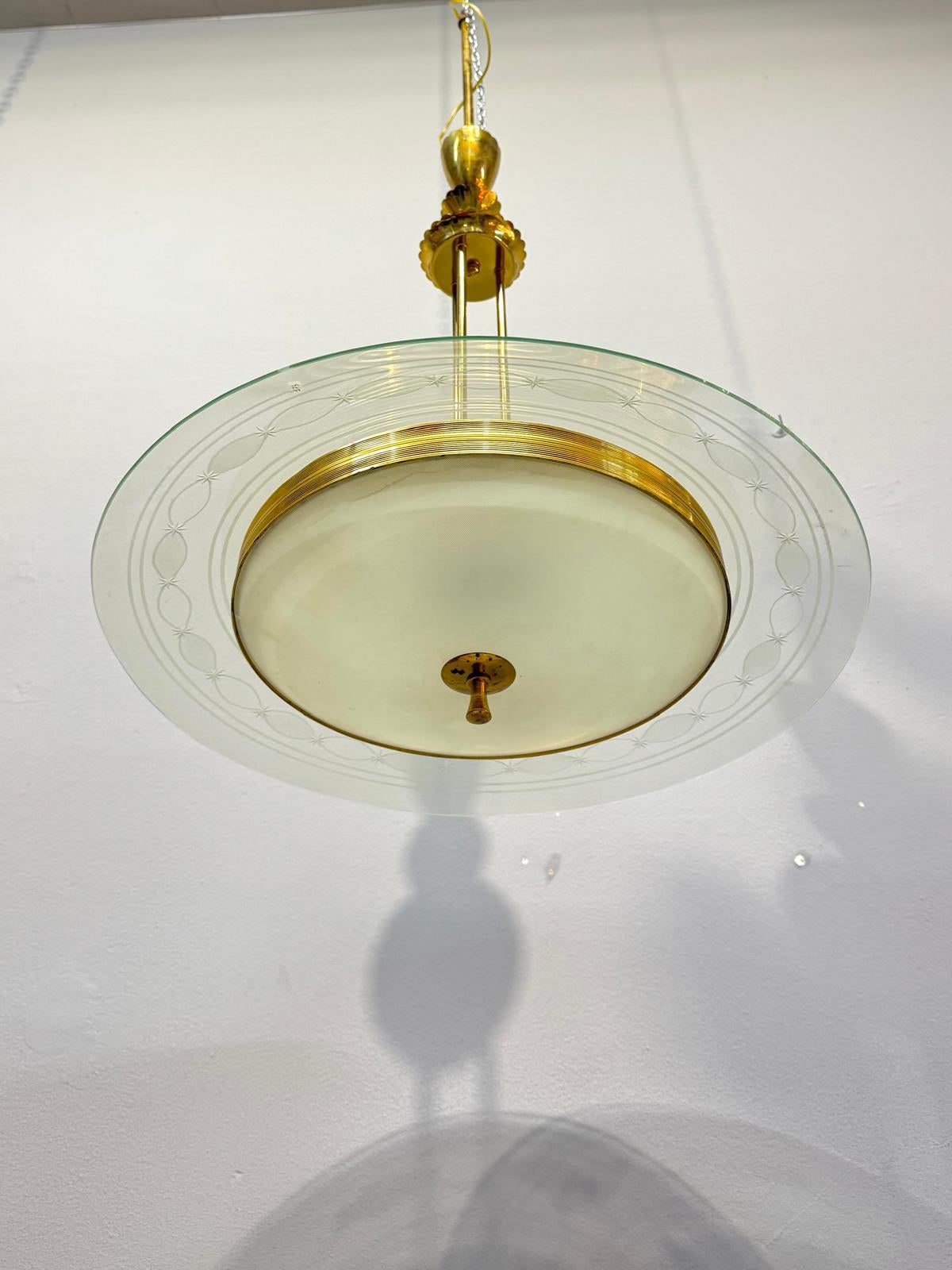 Ottone Lampadario Pietro Chiesa, anni '50 in vendita