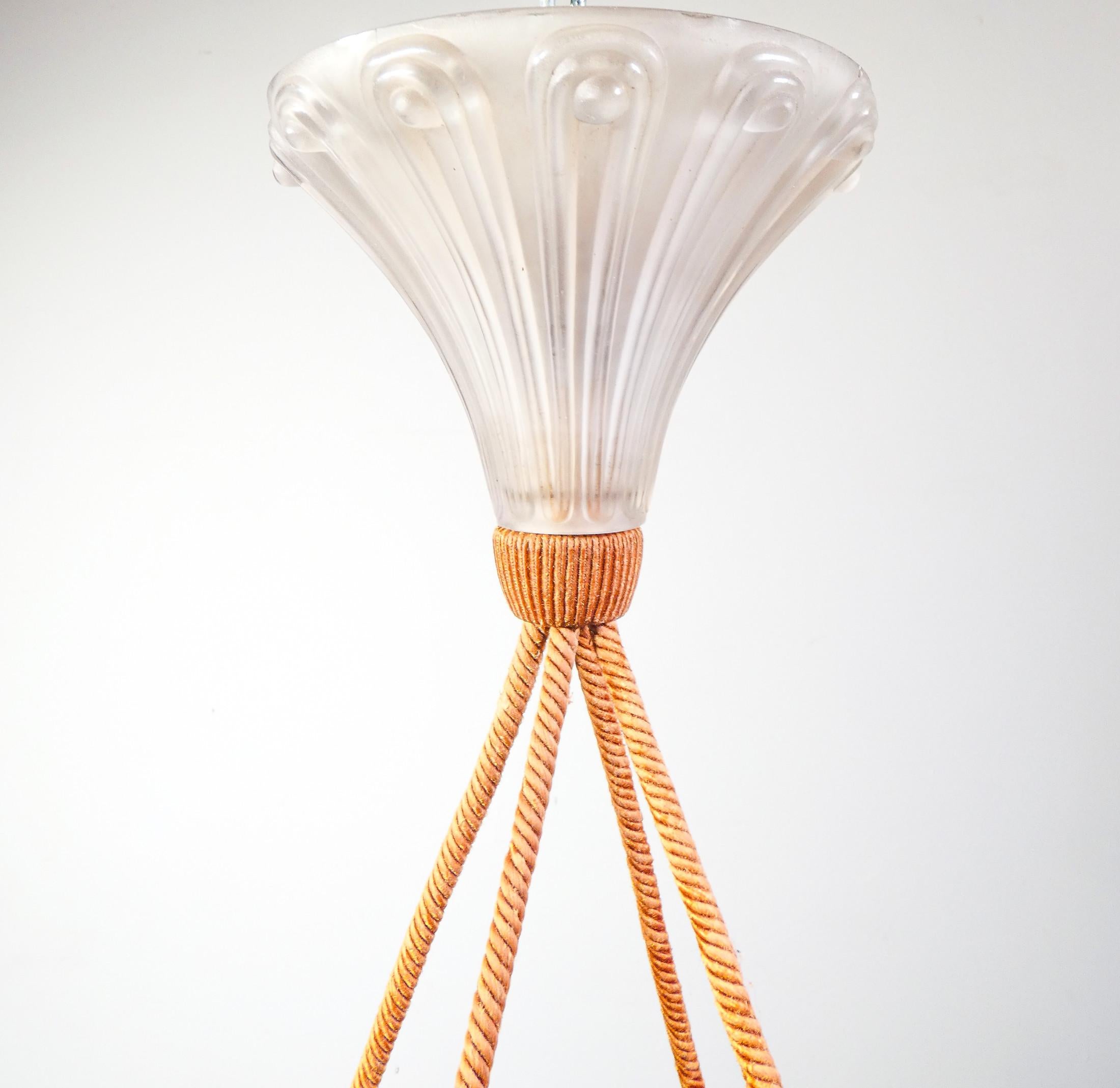 Dahlias 2459 ceiling light chandelier designed by René LALIQUE (1860-1945). France For Sale 1