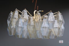 Lampadario Poliedri Carlo Scarpa 1950 Venini vetro di Murano Celeste e Giallo