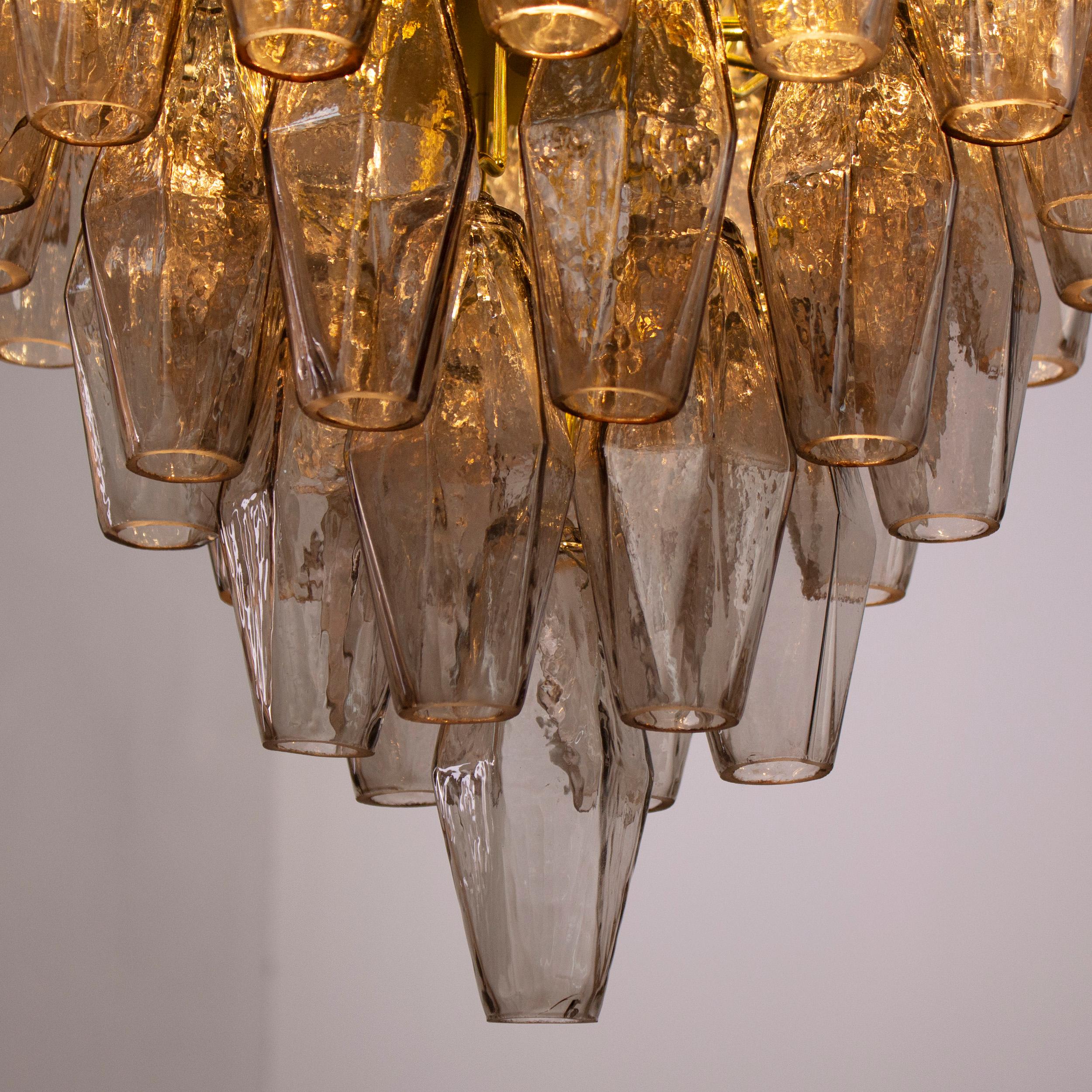 Lampadario poliedri colore fumè vetro di Murano ispirato al mid-century italiano For Sale 3