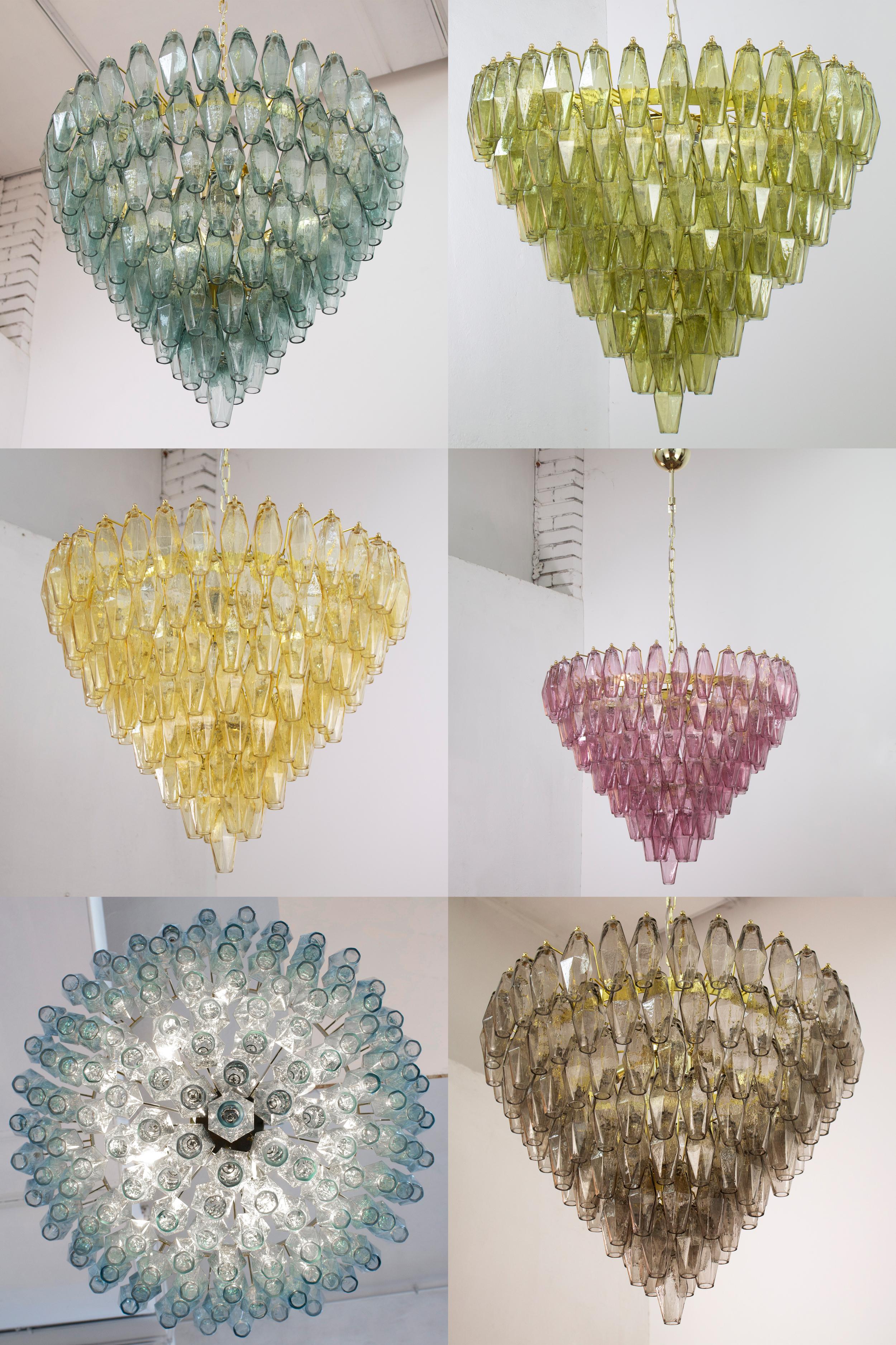 Lampadario poliedri colore fumè vetro di Murano ispirato al mid-century italiano For Sale 7