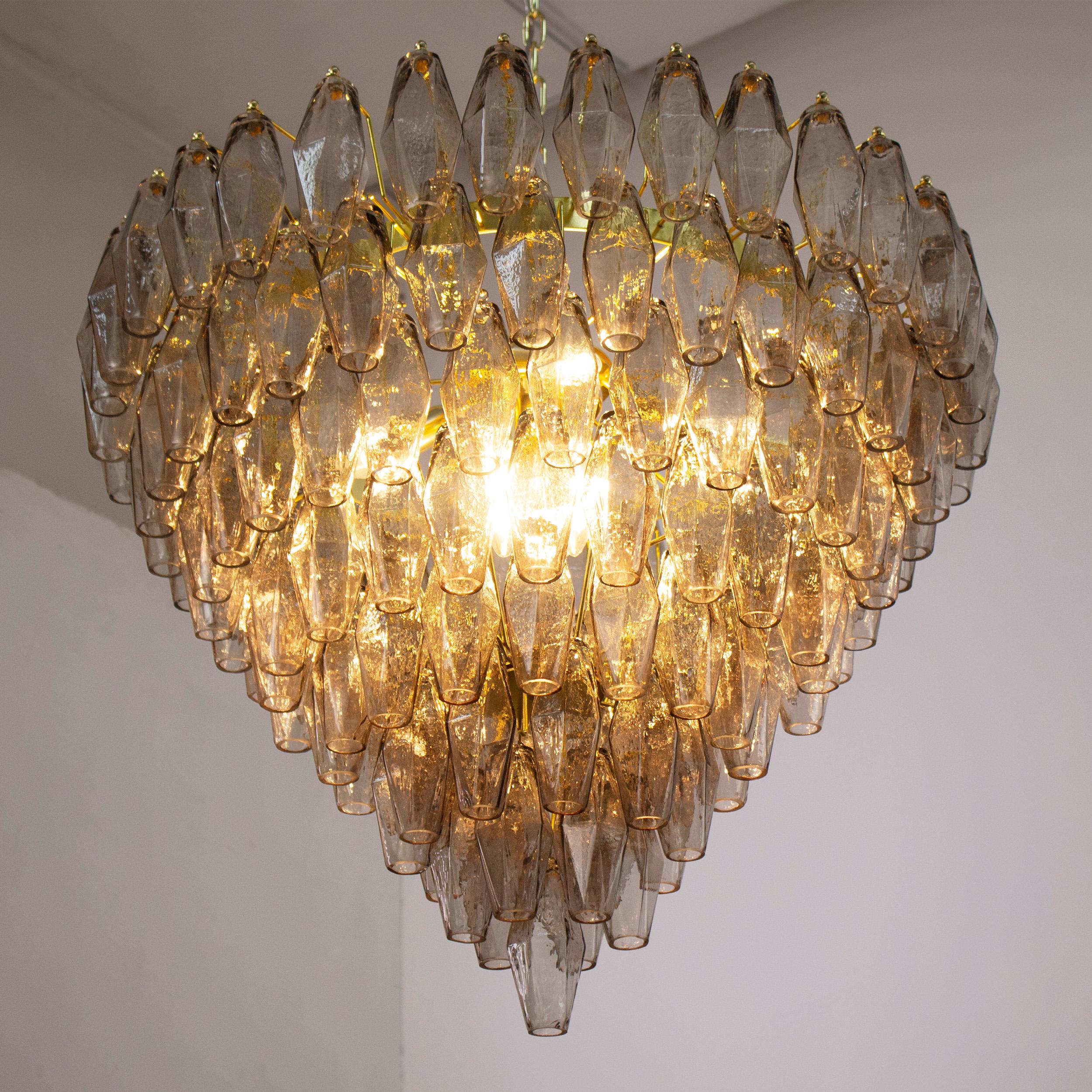 Mid-Century Modern Lampe poliedri colore fumè vetro di Murano ispirato al mid-century italiano en vente