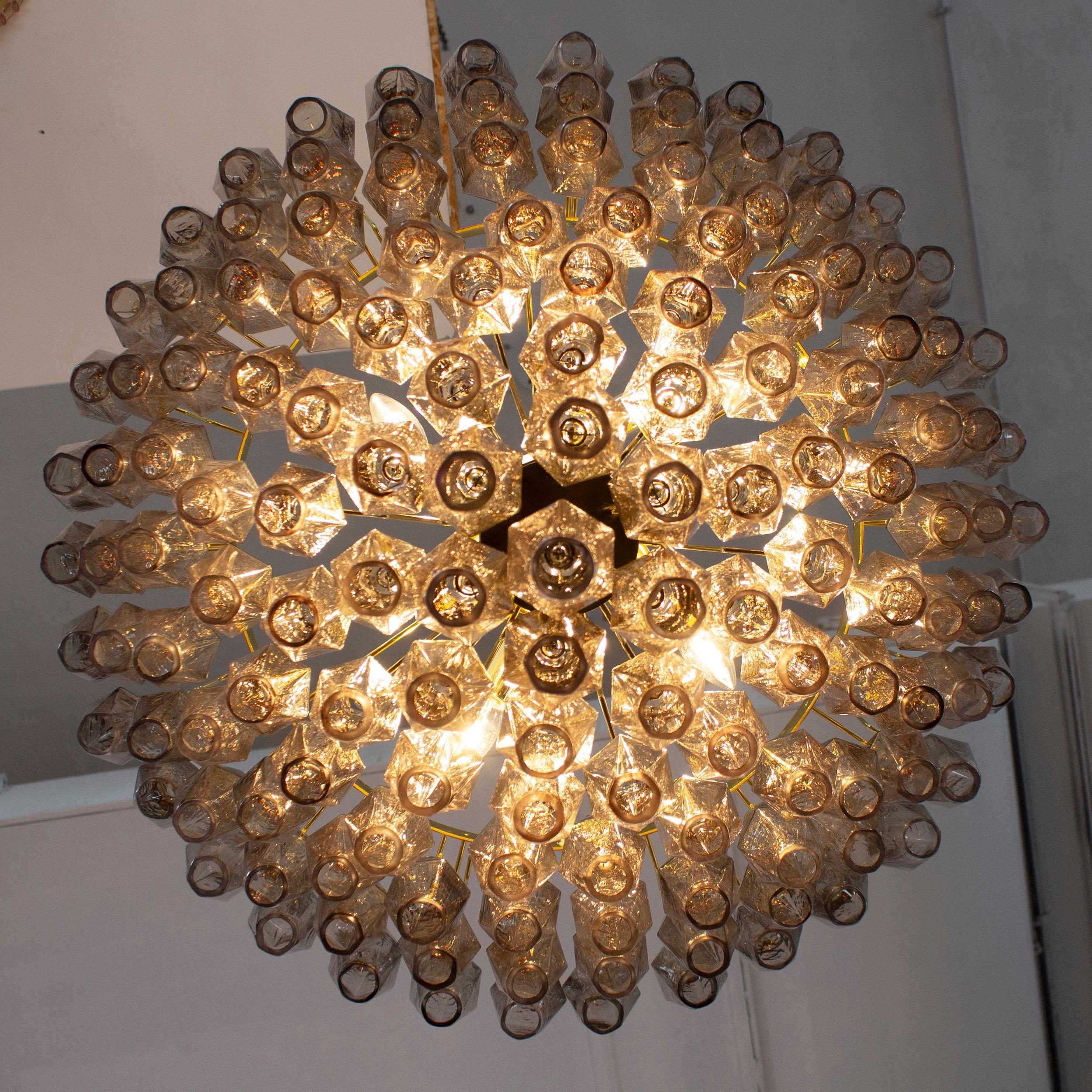 Verre de Murano Lampe poliedri colore fumè vetro di Murano ispirato al mid-century italiano en vente