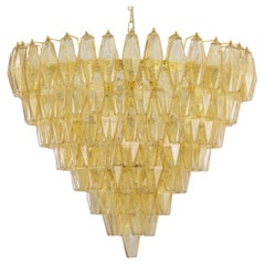 Lampadario poliedri giallo in vetro di Murano ispirato al mid-century italiano