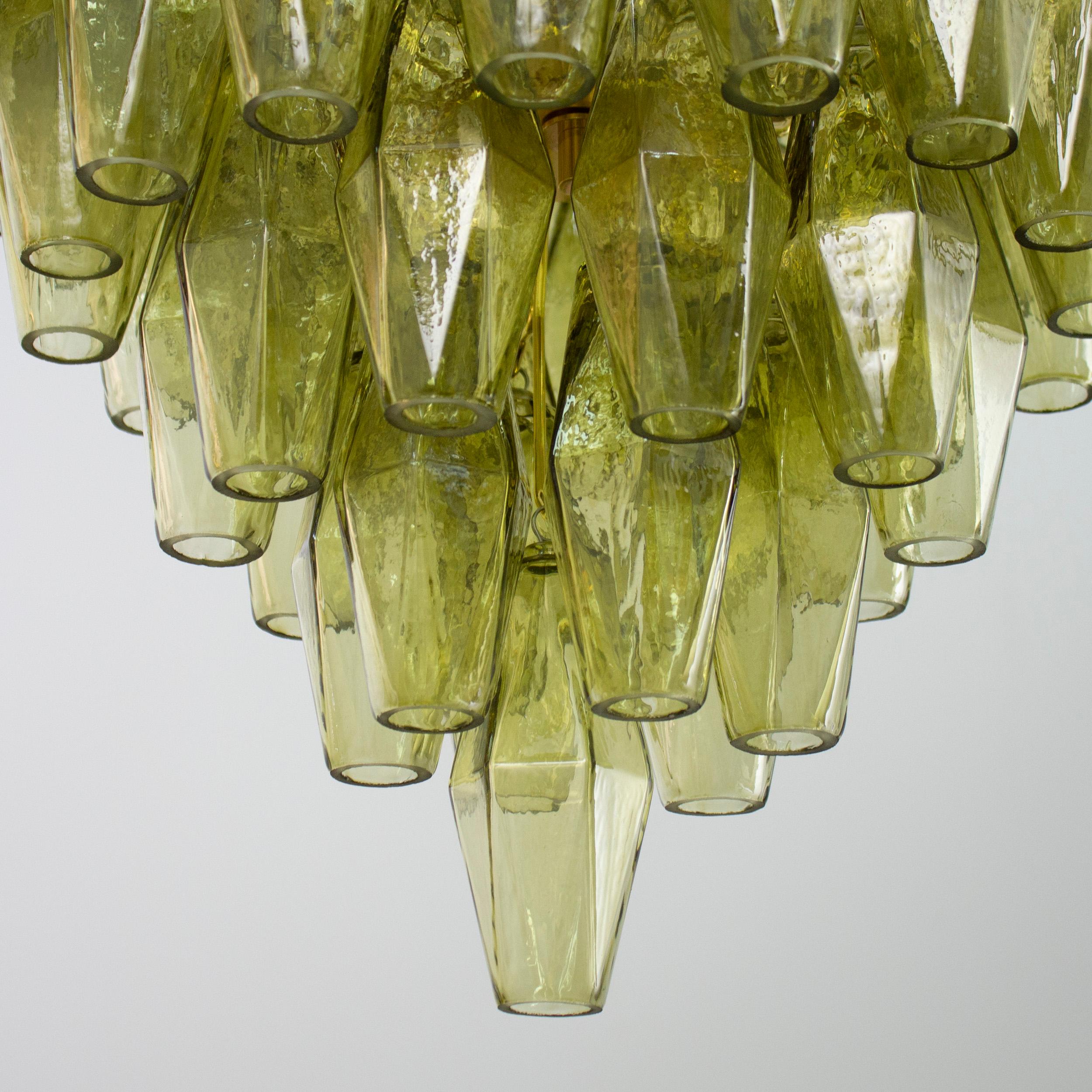 Lampadario poliedri verde in vetro di Murano ispirato al mid-century italiano For Sale 3