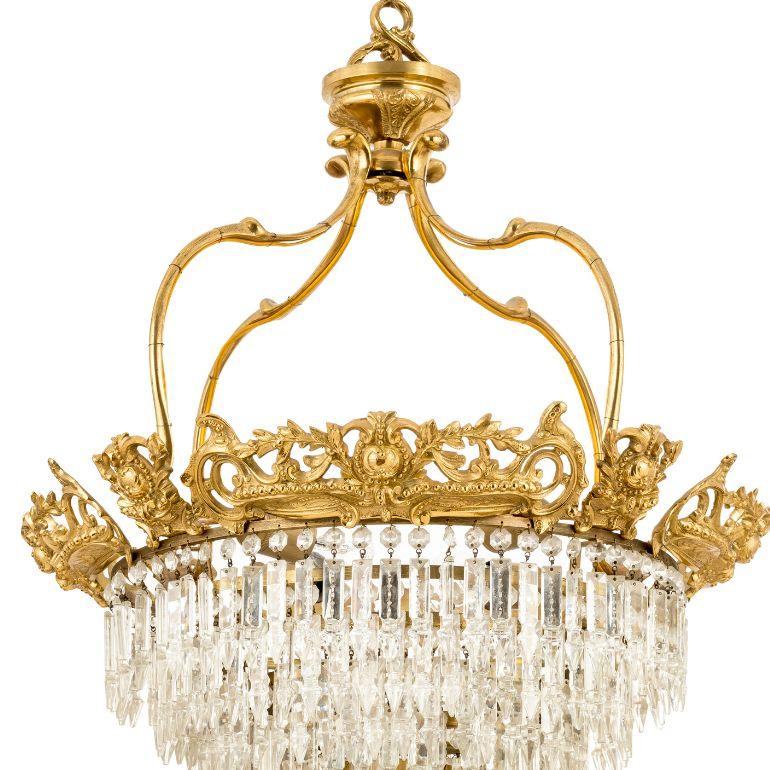 Lámpara Reggia con prismas de cristal Italian en venta