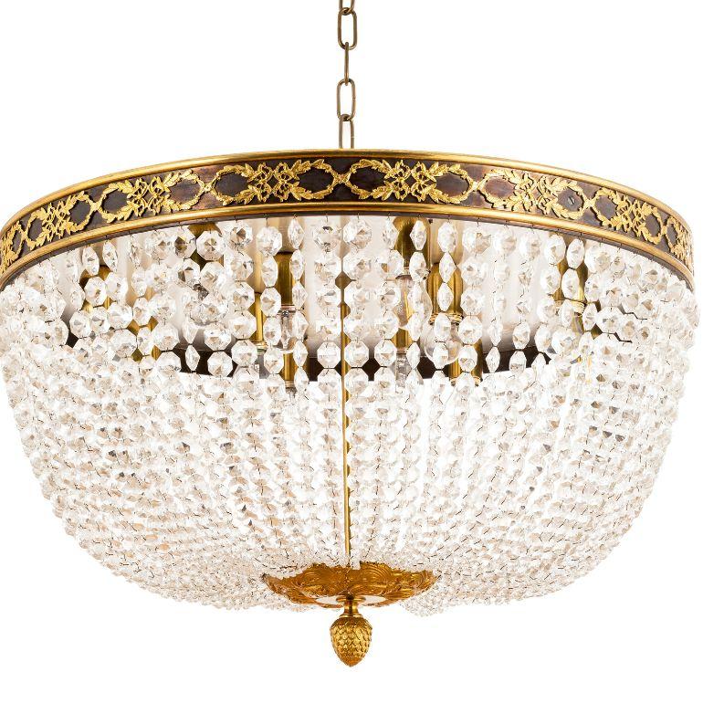 Lámpara Reggia con estructura de bronce y gotas de cristal en Nuevo estado para la venta en Firenze, FI