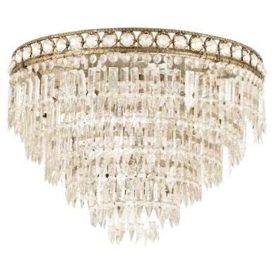Reggia chandelier with bronze frame and crystal prisms