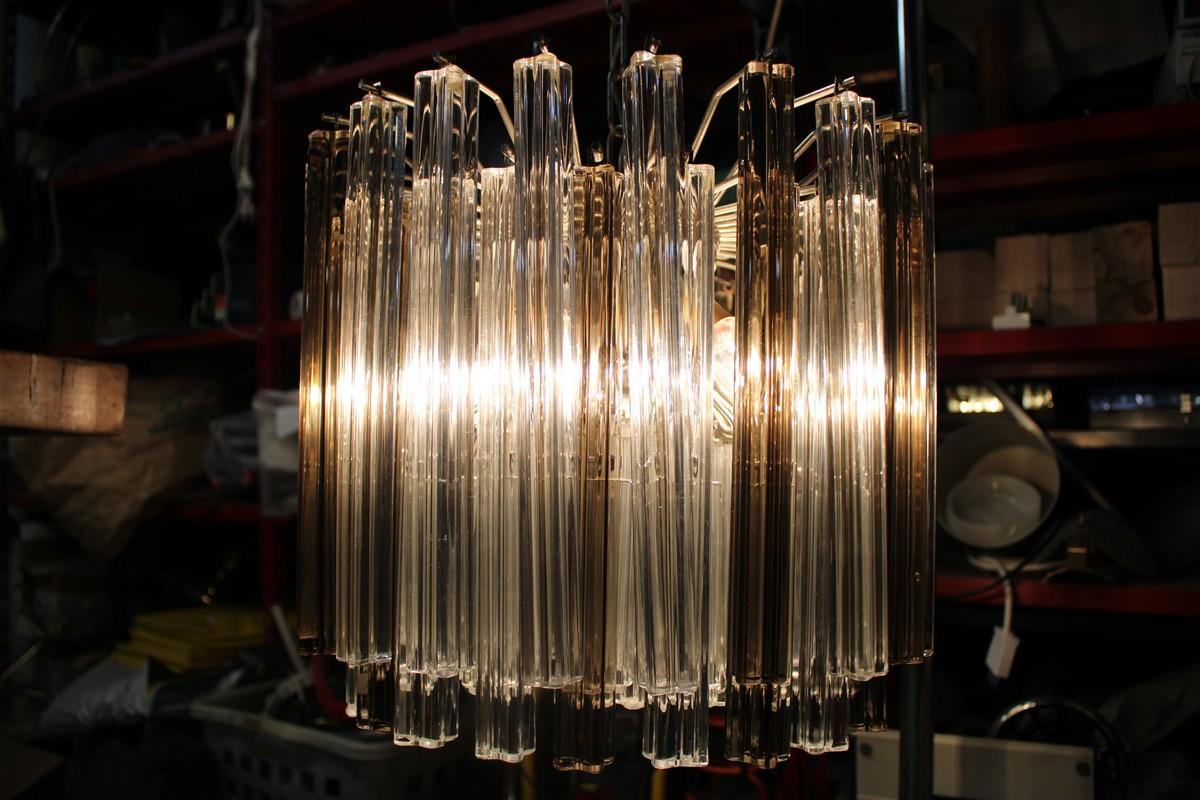 Venini Quadrifogio Italia 1970s round chandelier Chromed metal structure For Sale 3