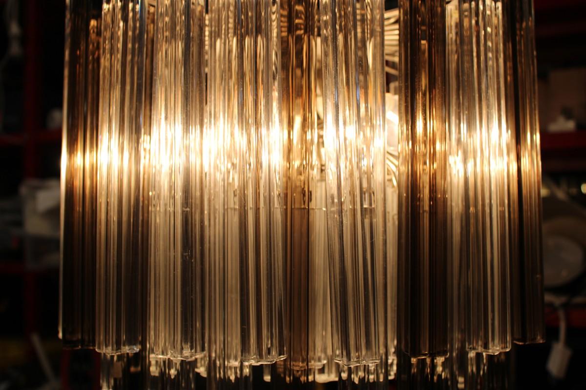 Venini Quadrifogio Italia 1970s round chandelier Chromed metal structure For Sale 6
