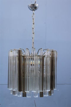 Venini Quadrifogio Italia 1970s round chandelier Chromed metal structure