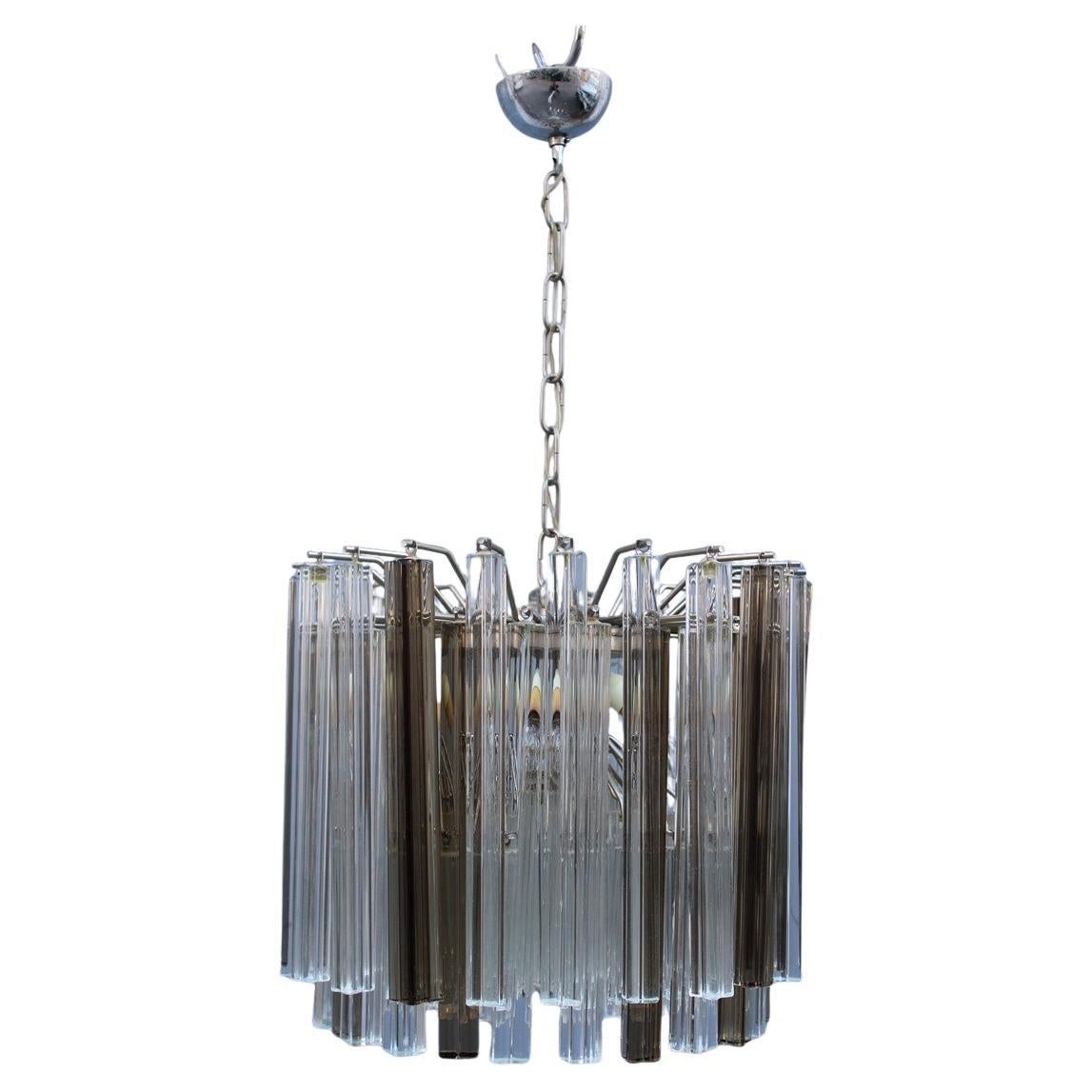 Venini Quadrifogio Italia 1970s round chandelier Chromed metal structure For Sale