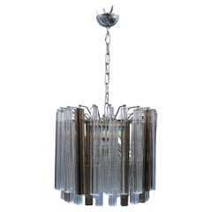 Lampadario rotondo Venini Quadrifogio Italia 1970 Struttura metallo cromato