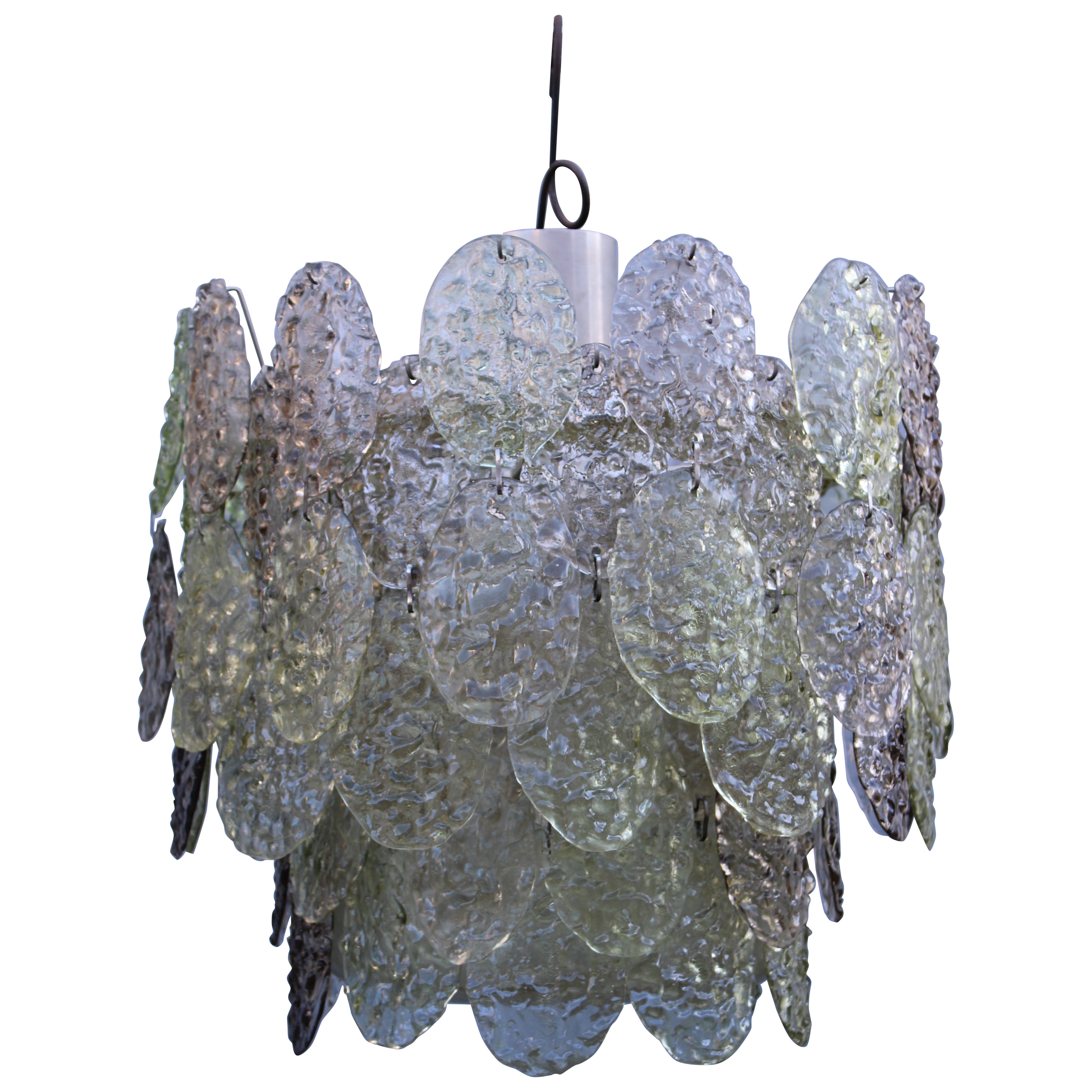 Vetrerie Gino Vistosi Murano 1960s Round Chandelier Green Color