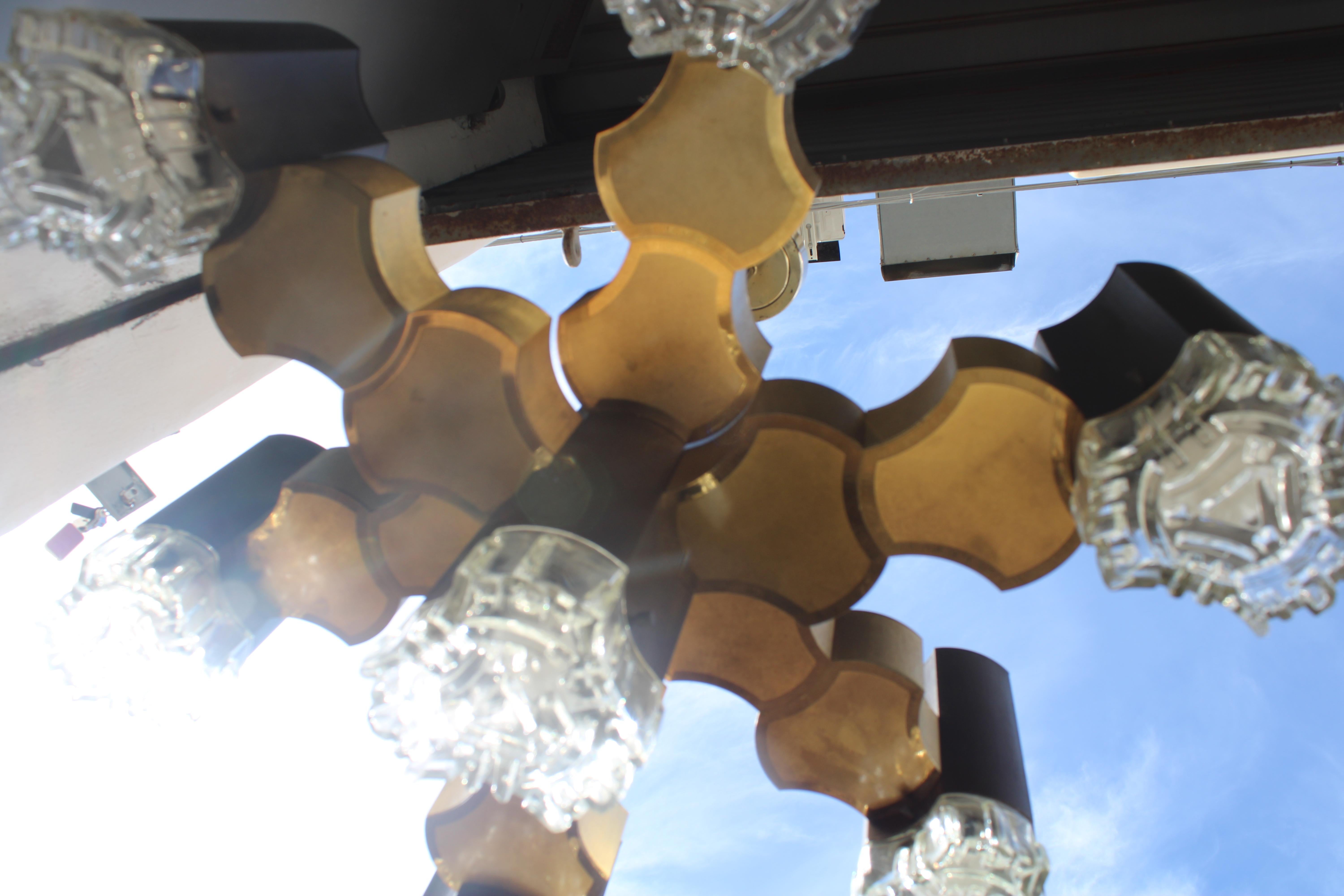 Lampe Sciolari décorative en aluminium, plexiglas et verre 1970 Italie en vente 9