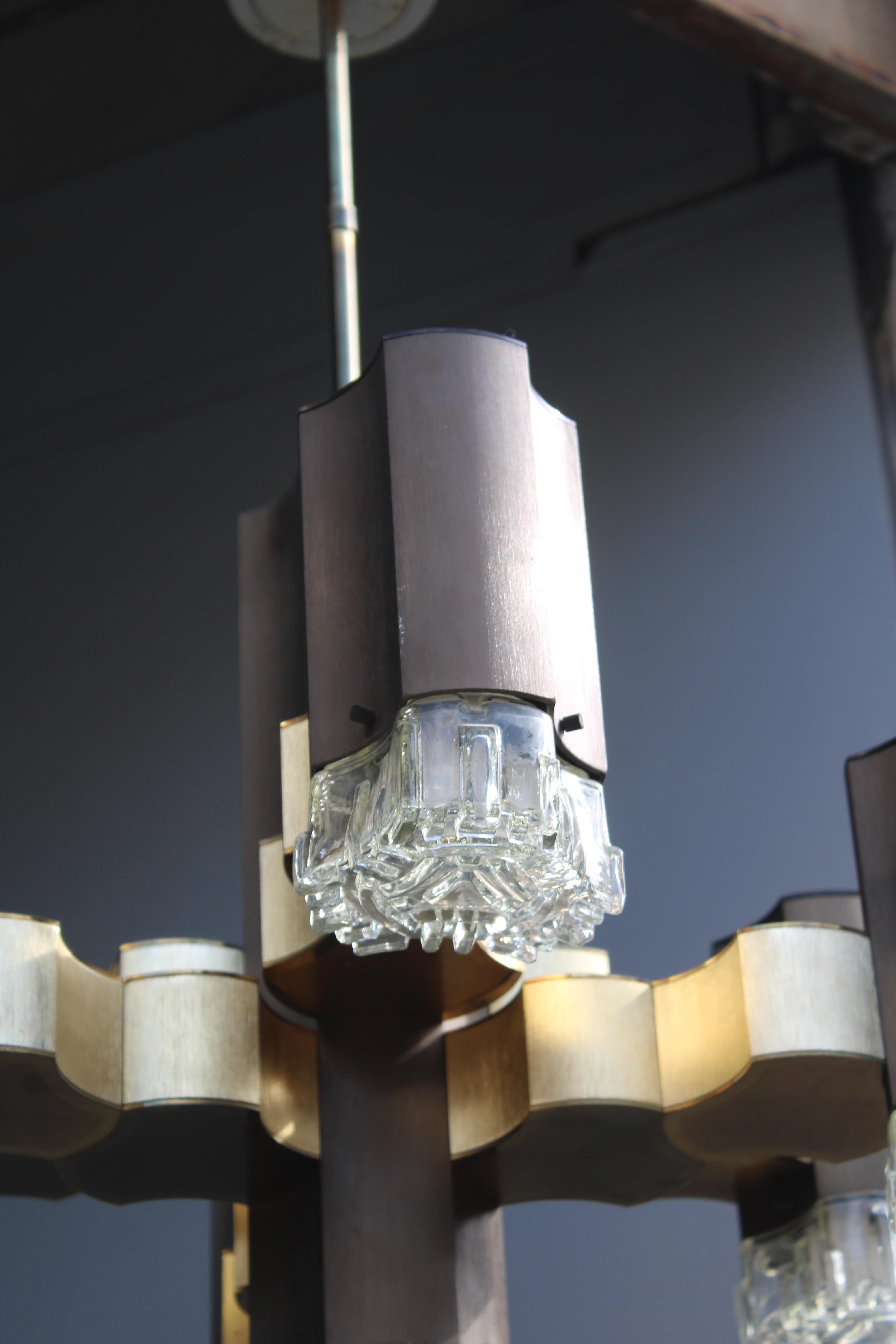 Mid-Century Modern Lampe Sciolari décorative en aluminium, plexiglas et verre 1970 Italie en vente