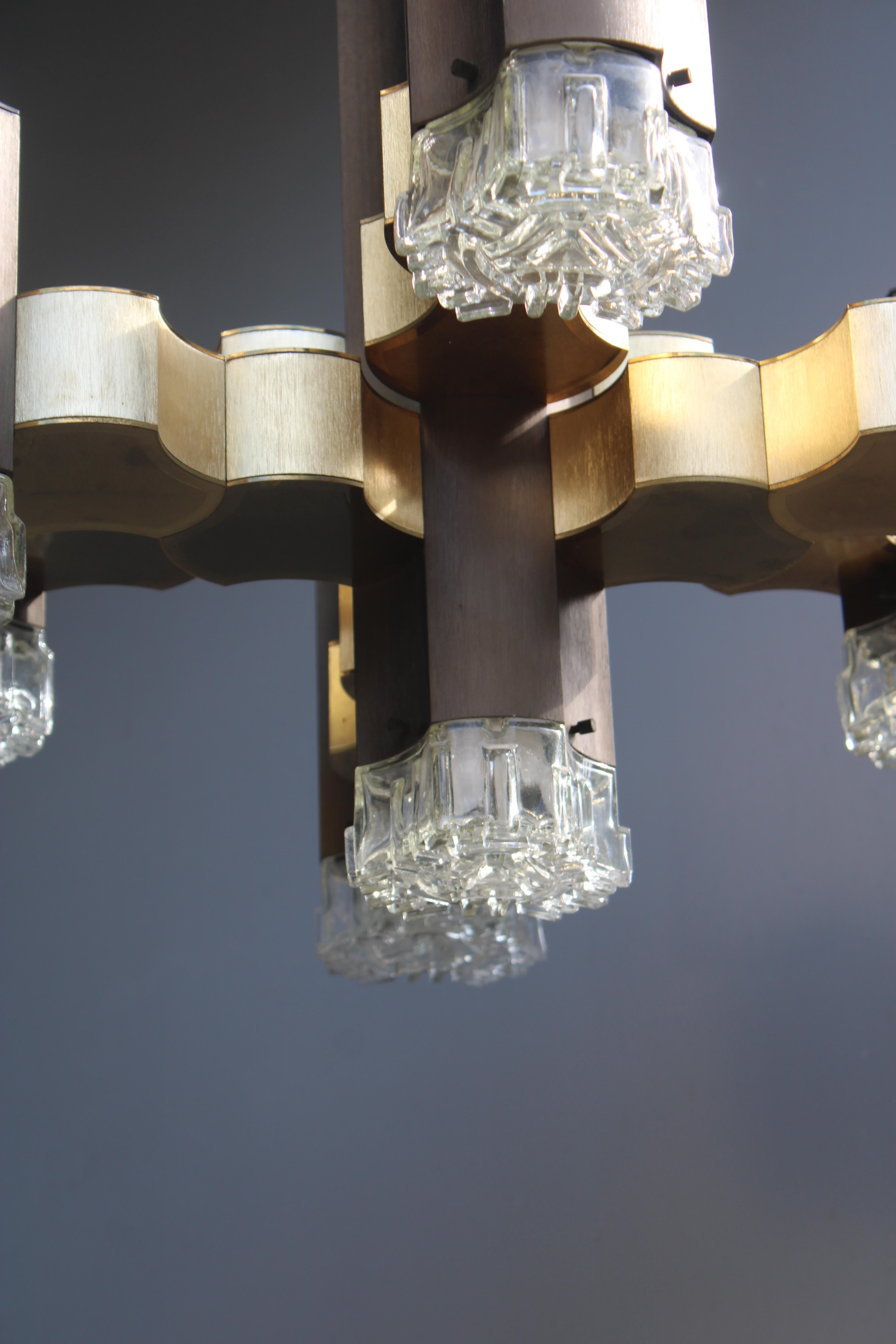 italien Lampe Sciolari décorative en aluminium, plexiglas et verre 1970 Italie en vente