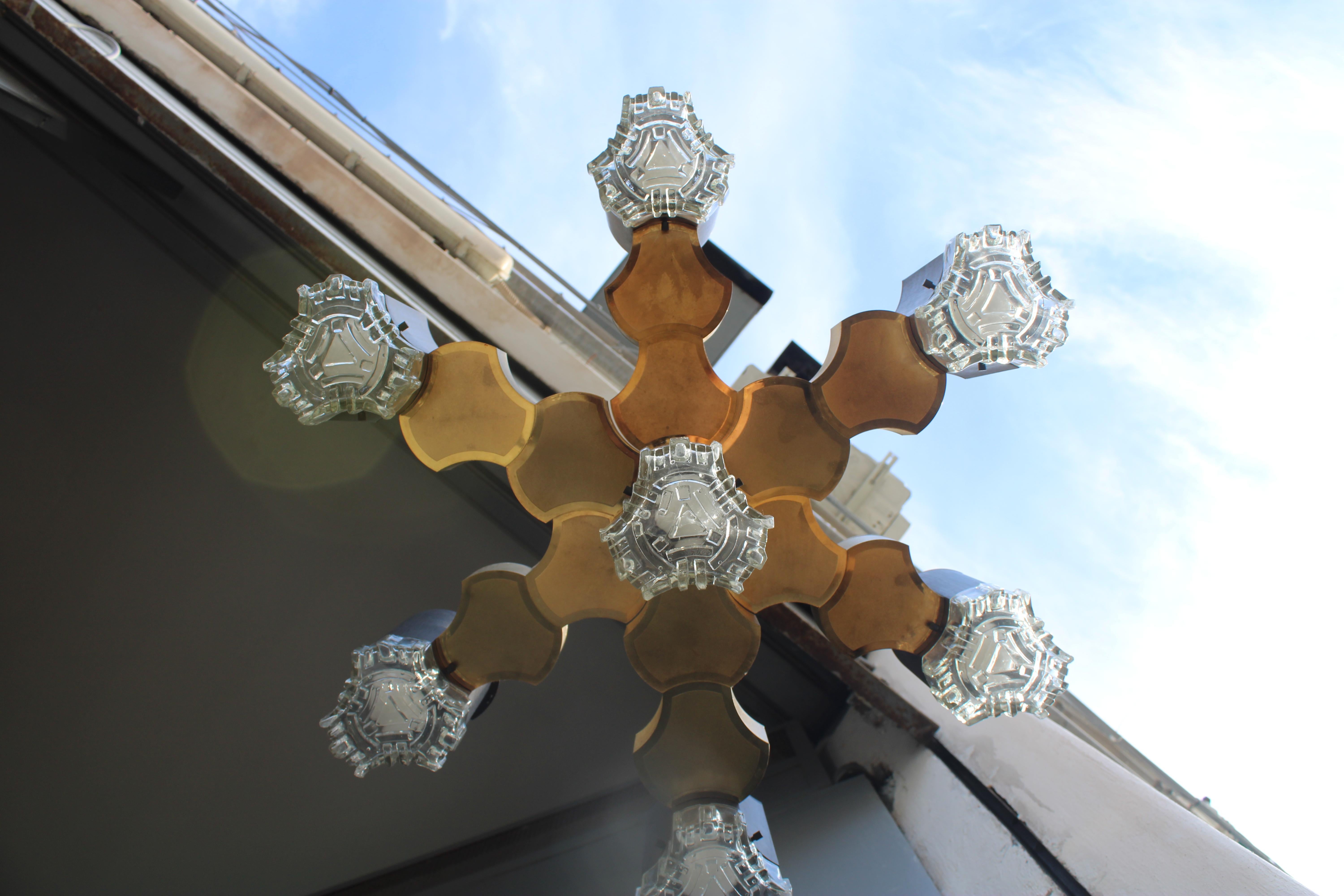 Lampe Sciolari décorative en aluminium, plexiglas et verre 1970 Italie Bon état - En vente à Palermo, Sicily