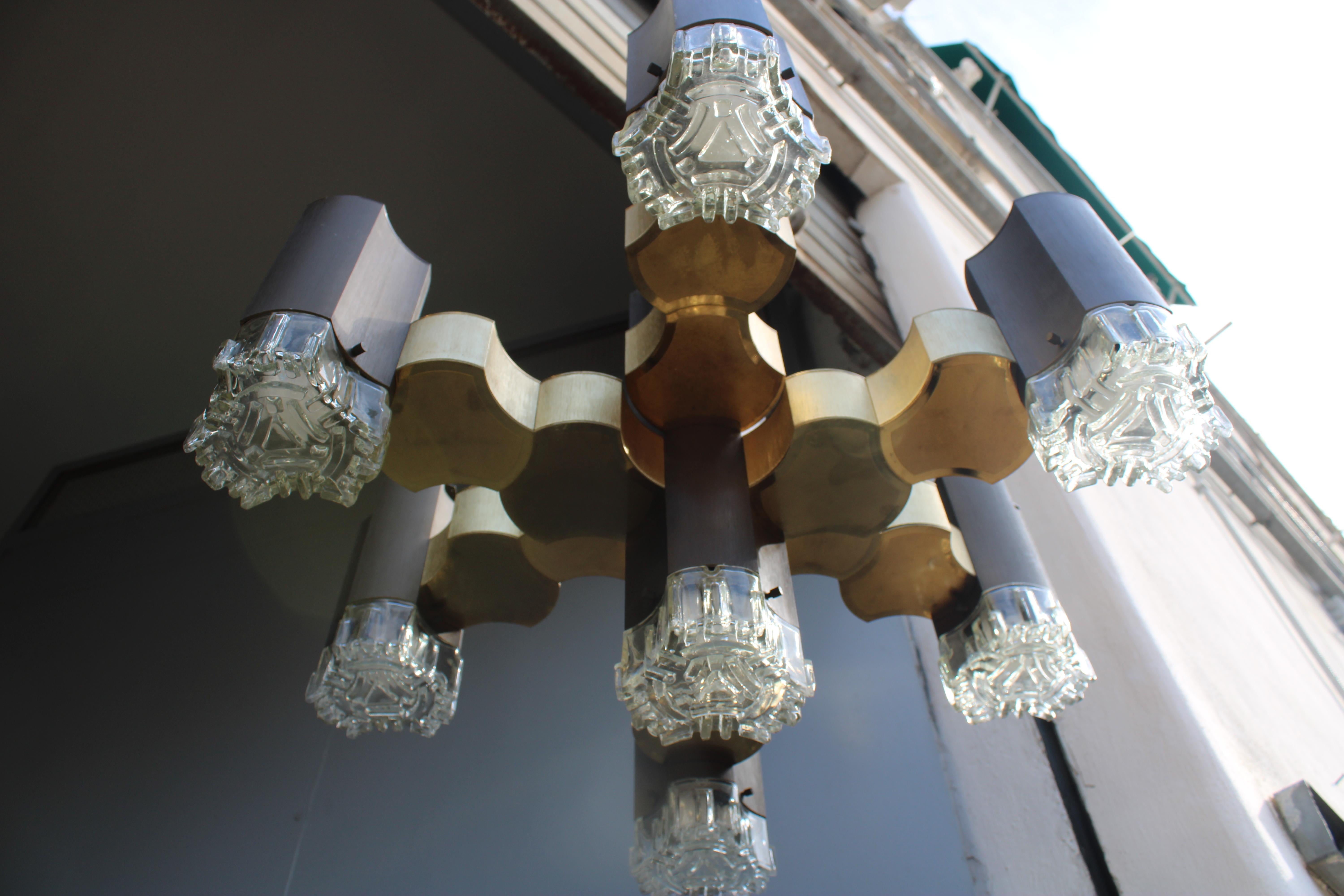 Fin du 20e siècle Lampe Sciolari décorative en aluminium, plexiglas et verre 1970 Italie en vente