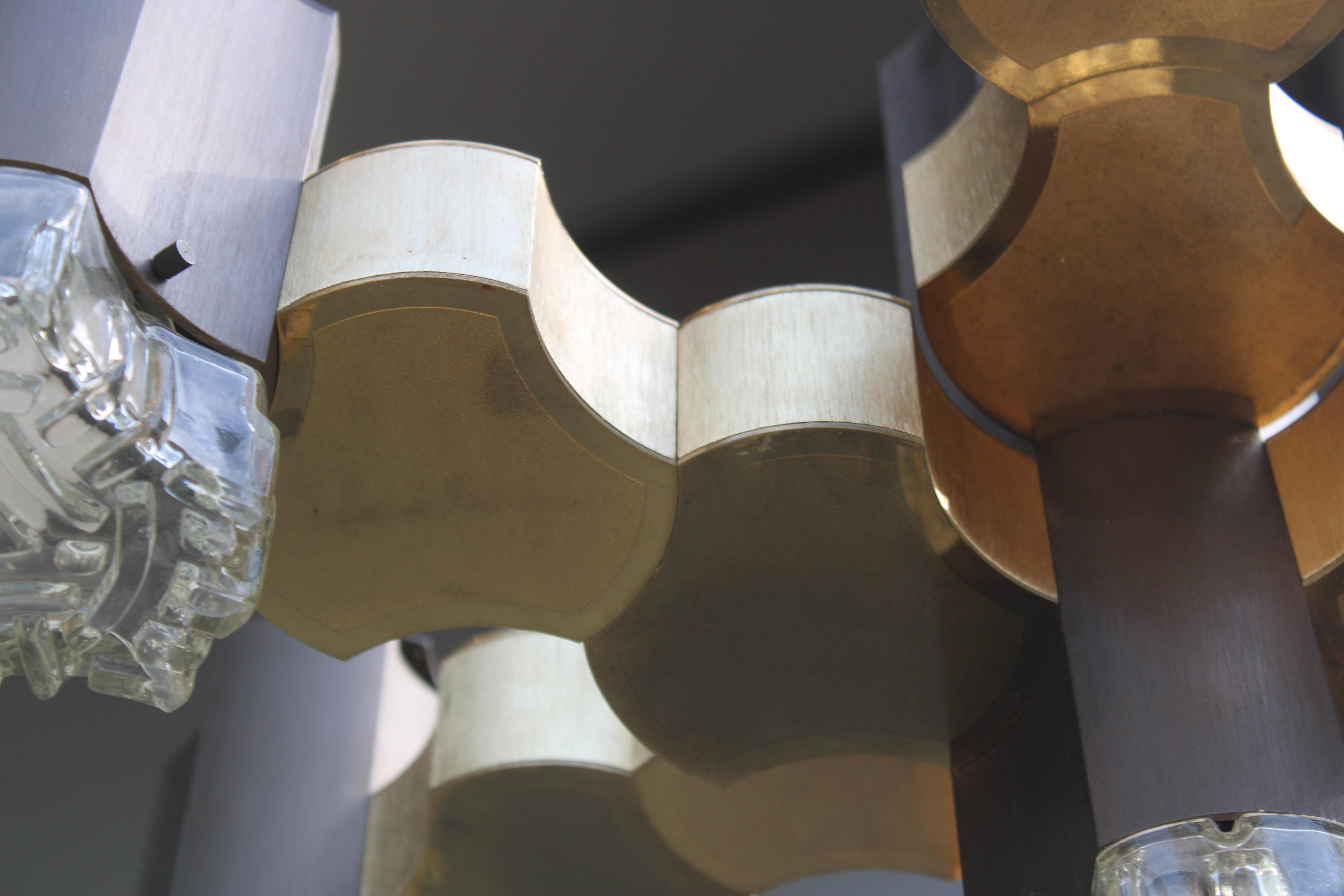 Aluminium Lampe Sciolari décorative en aluminium, plexiglas et verre 1970 Italie en vente