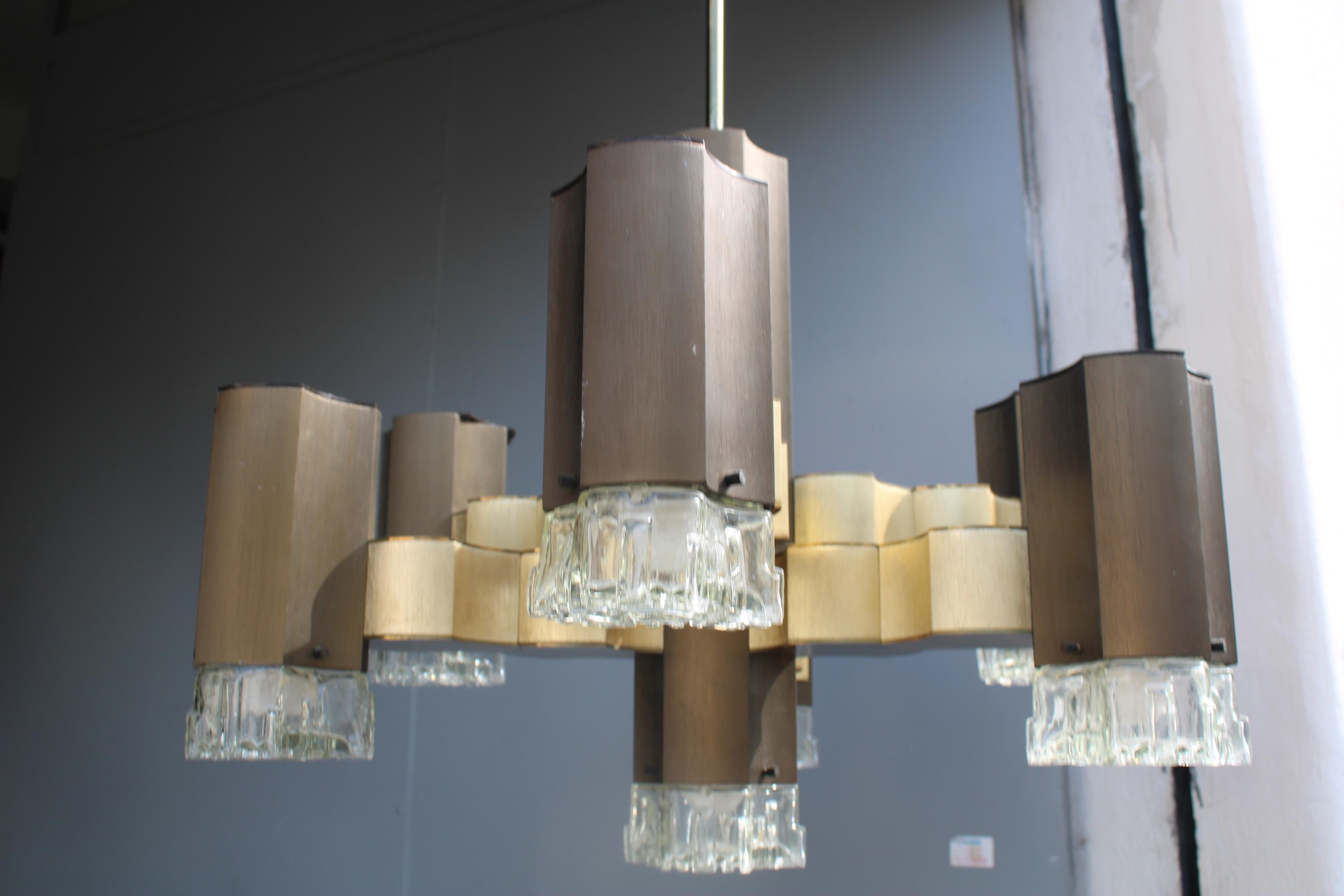 Lampe Sciolari décorative en aluminium, plexiglas et verre 1970 Italie en vente 2