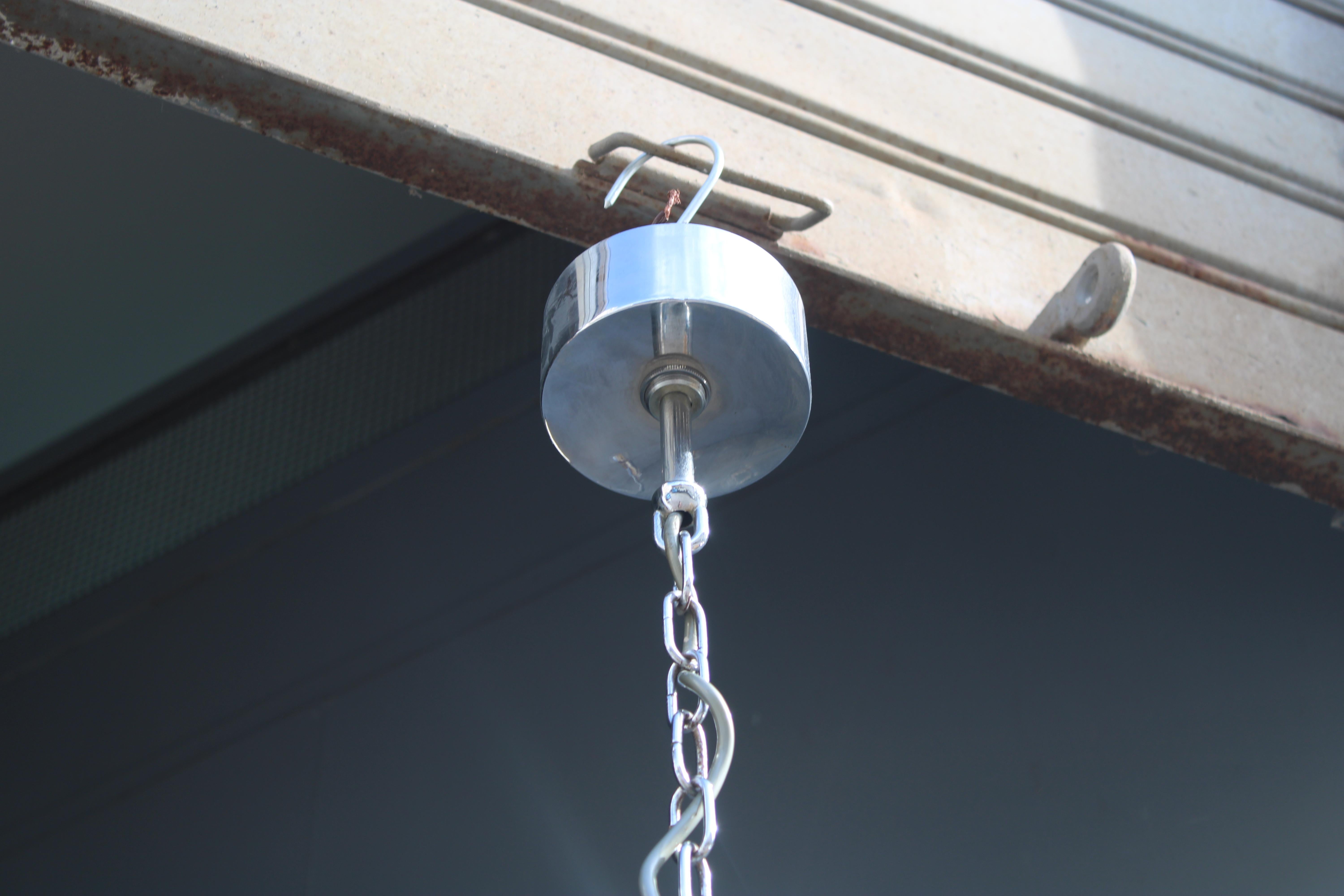 Lampadario Sciolari in Acciaio e Plexiglass 1970 Italia Minimalista Design en venta 1