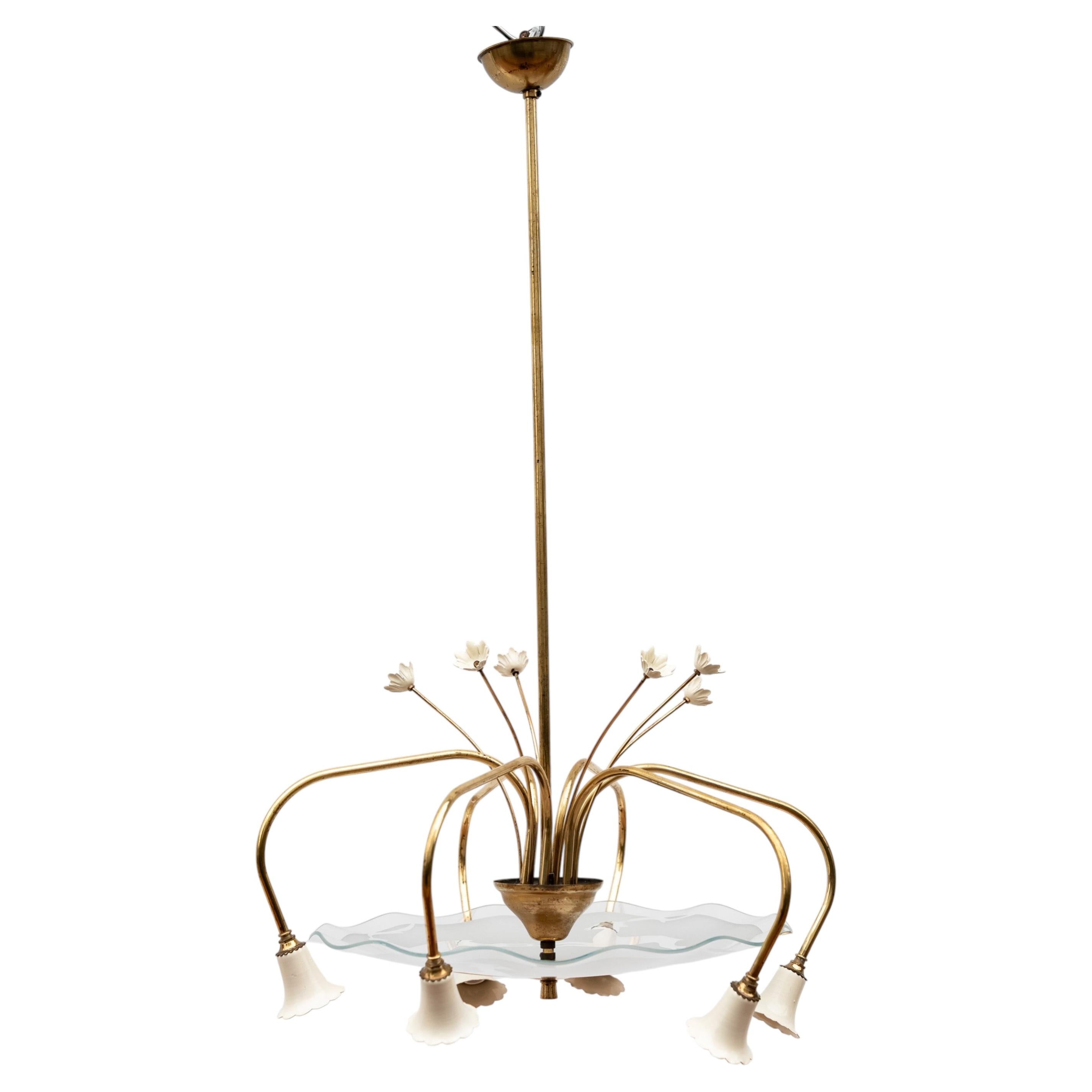 Peter Church style six-light chandelier, 1940s