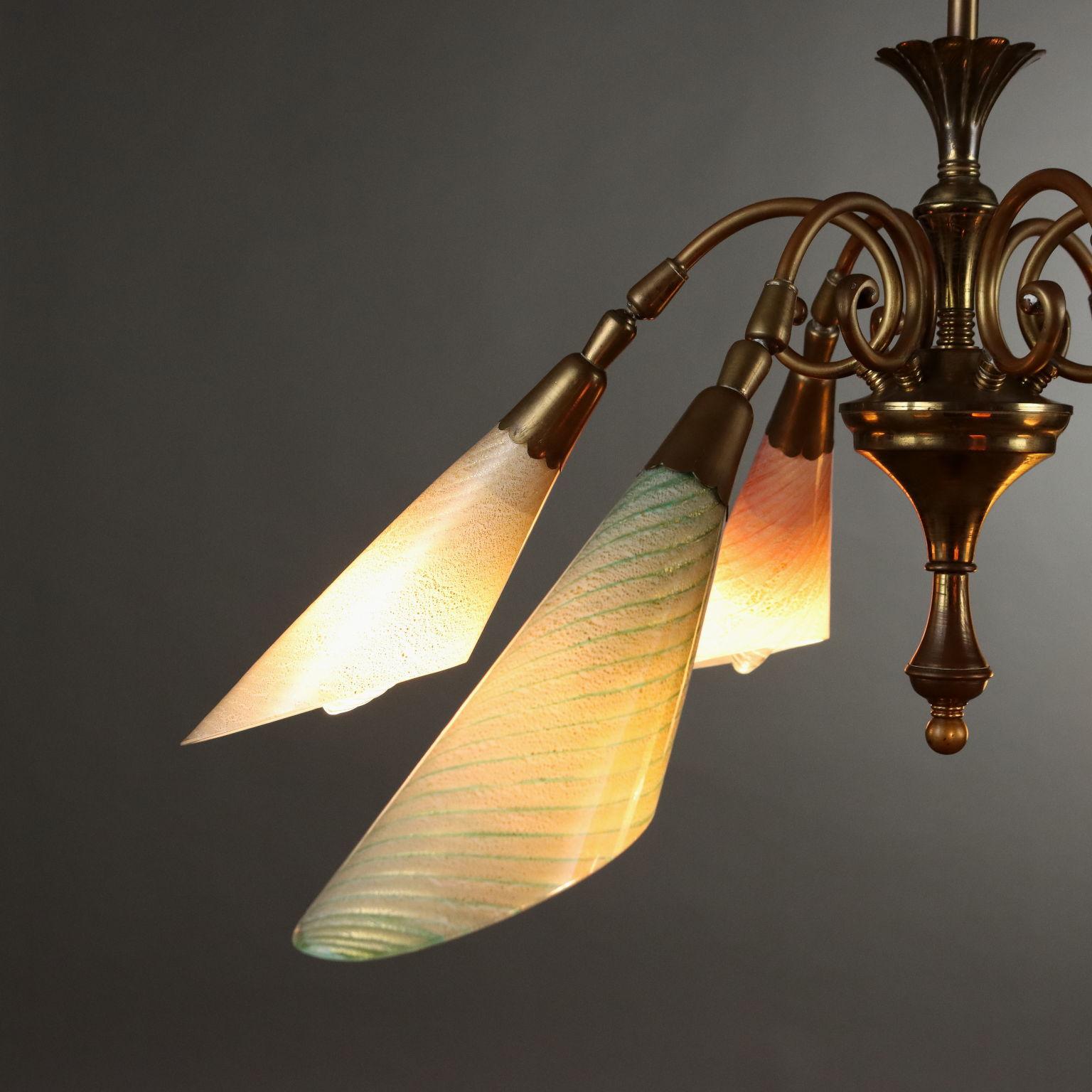Italian Lampadario sei punti luce Anni 50 in vendita