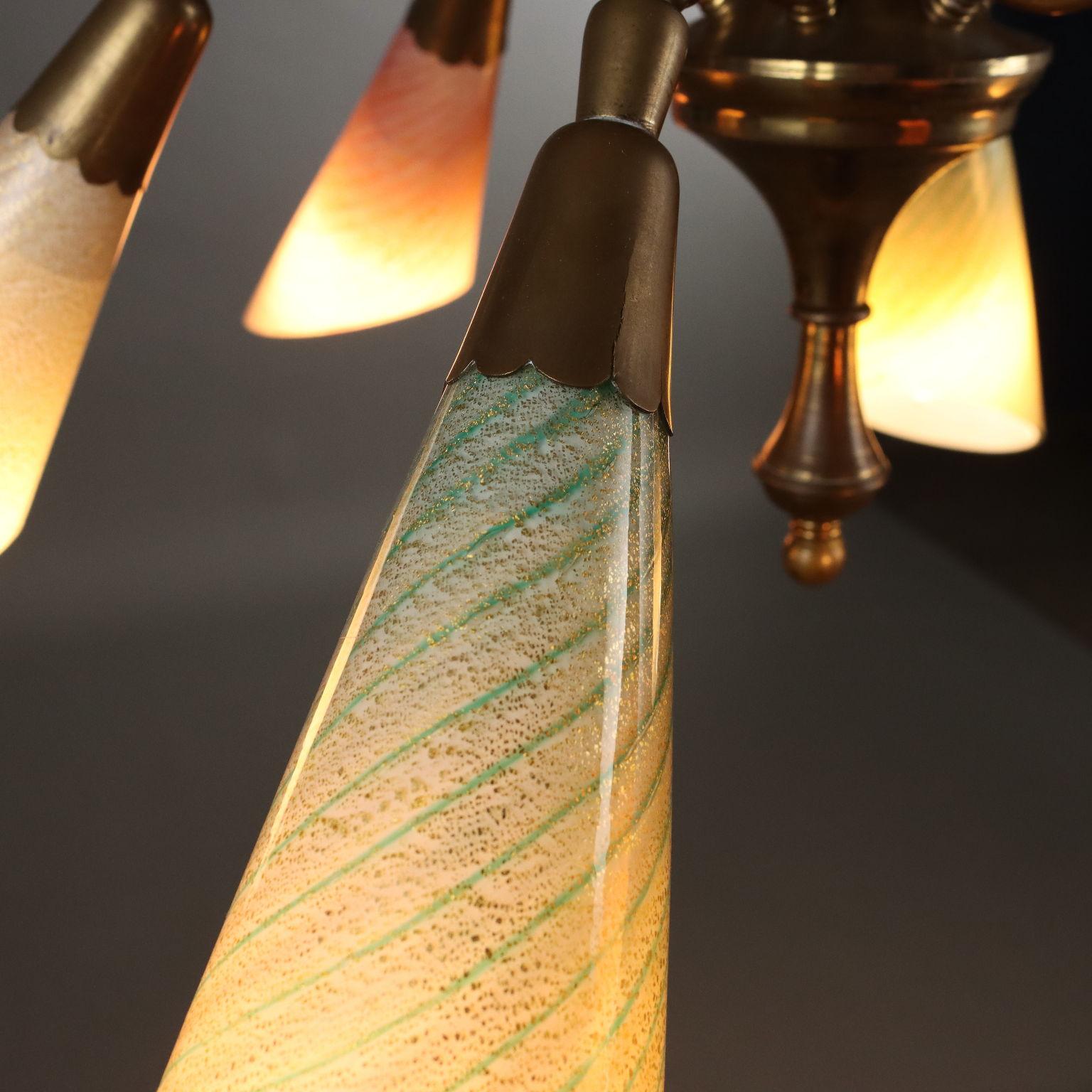 Mid-20th Century Lampadario sei punti luce Anni 50 in vendita