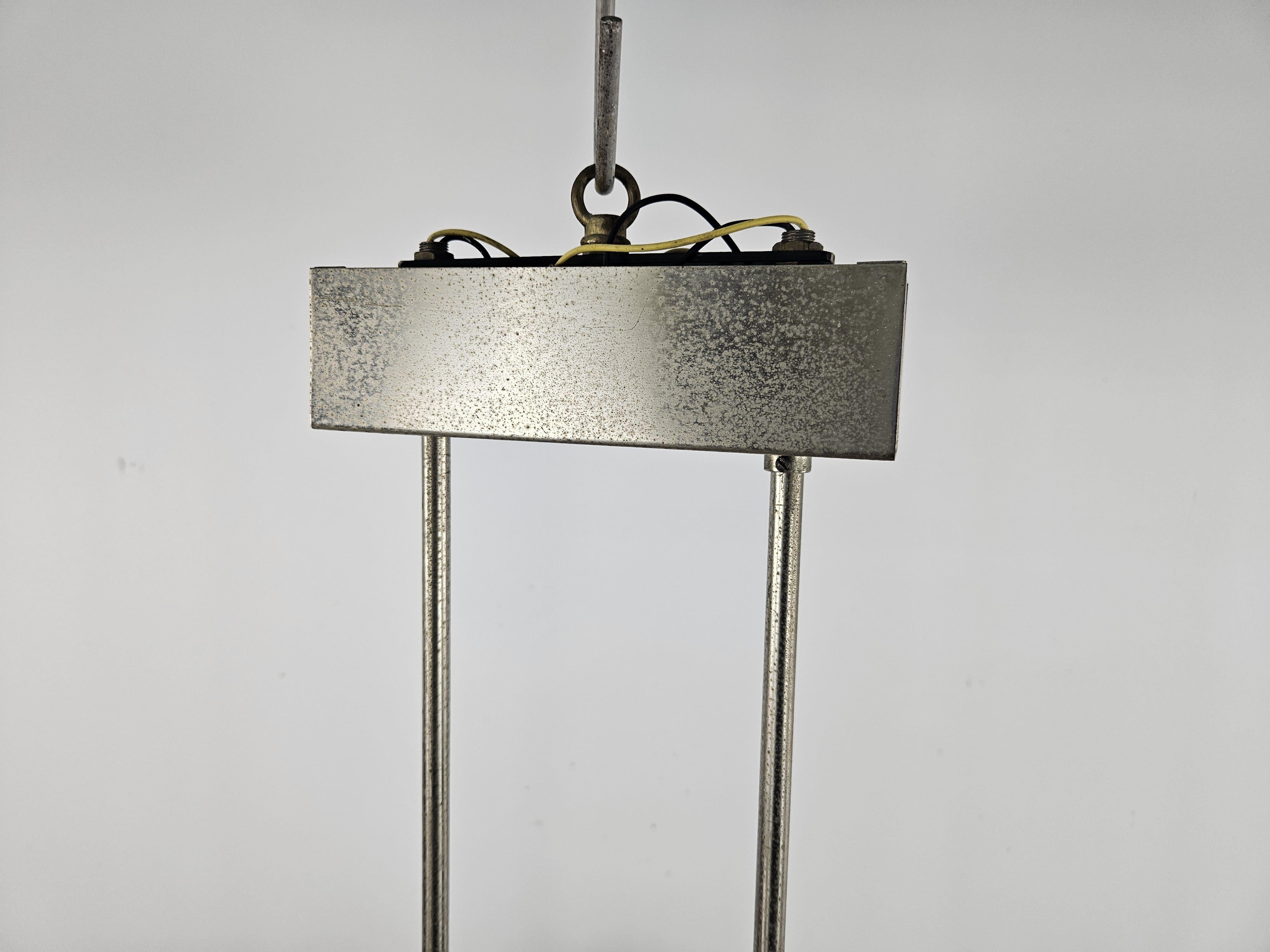 Vintage six-point chandelier in Murano glass and metal, 1970s For Sale 4