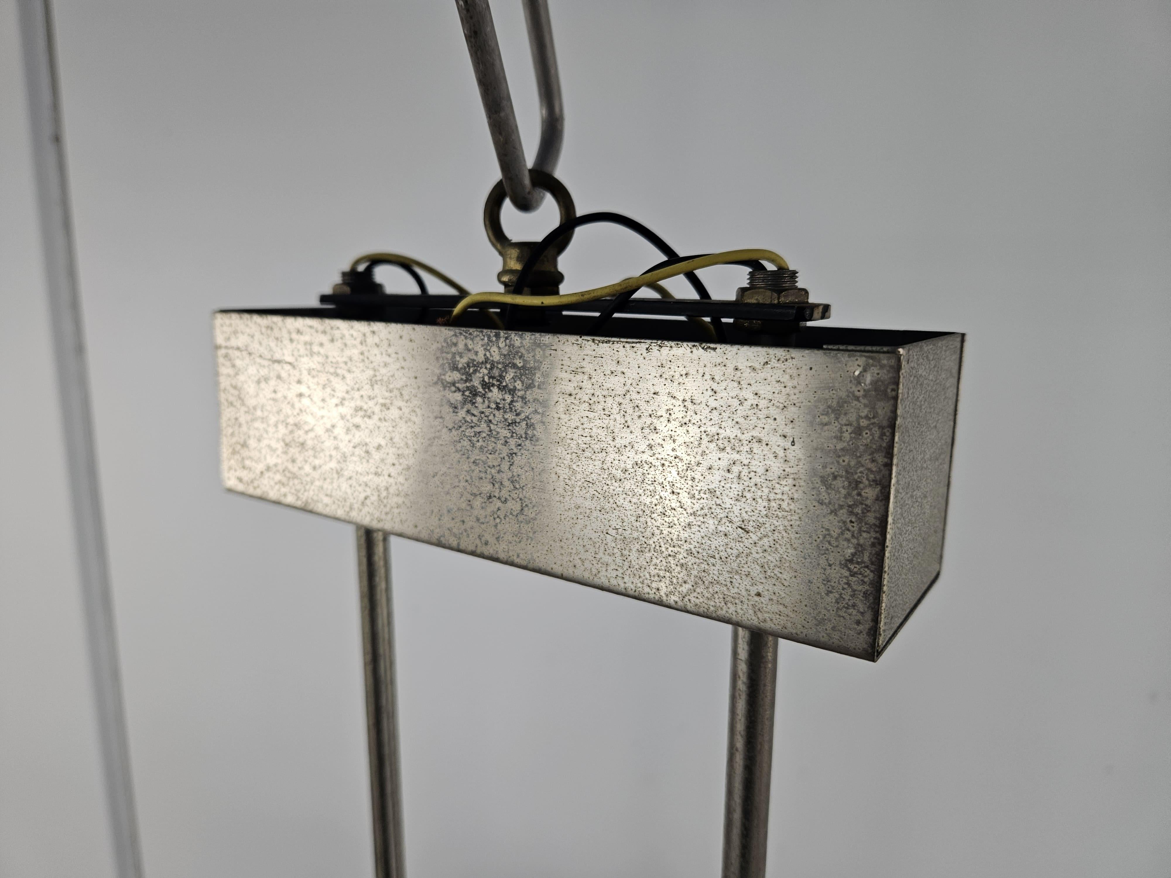 Vintage six-point chandelier in Murano glass and metal, 1970s For Sale 5