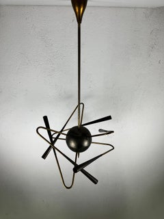 Stilnovo Satellite brass pendant chandelier original 1950s'