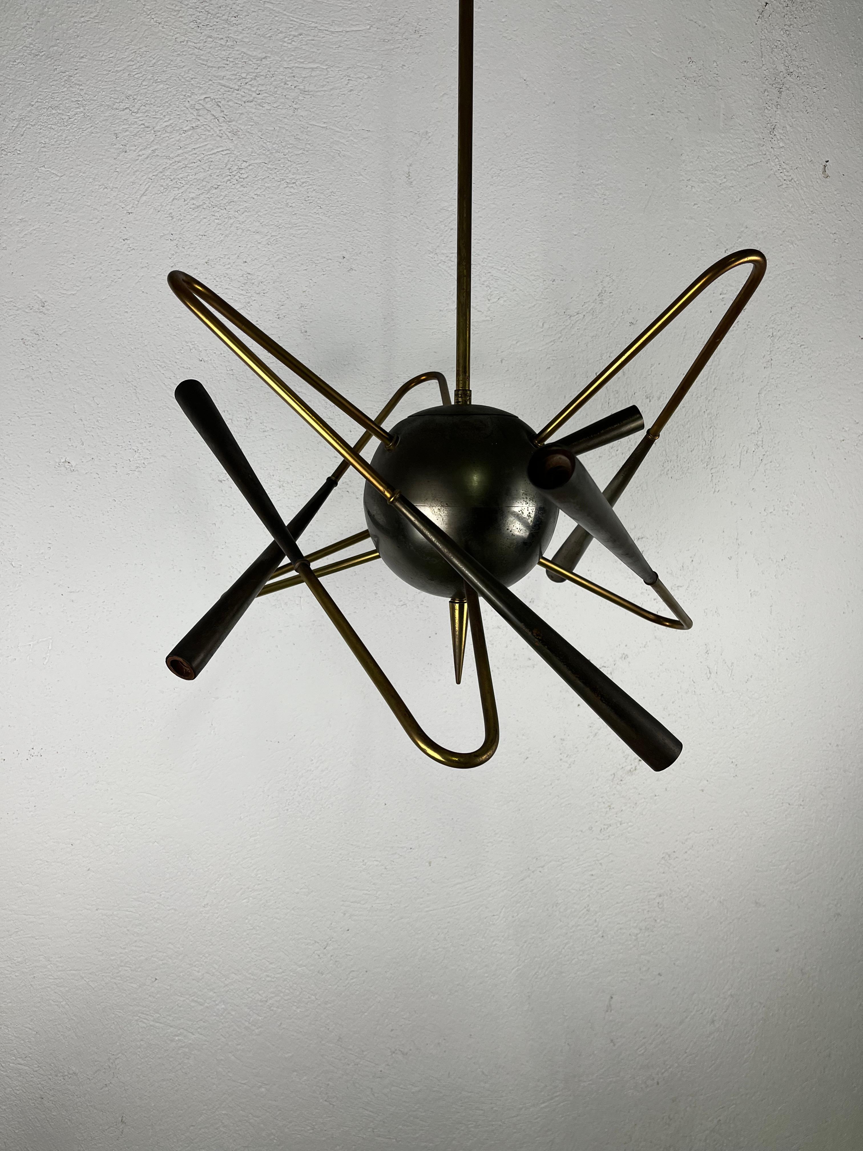 Lampadario sospensione Stilnovo Satellite ottone originale anni 50' 2