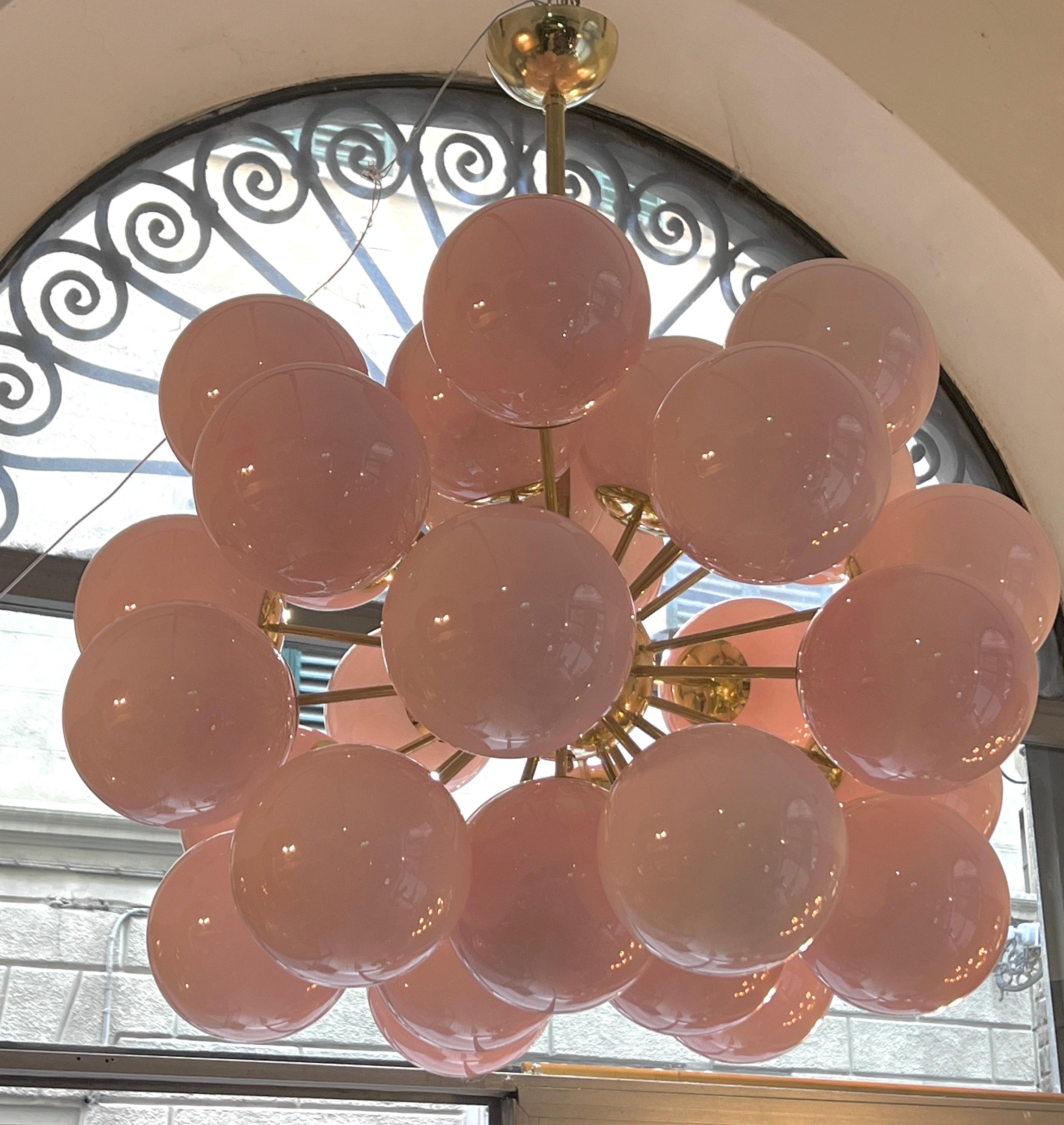 Tubo 9 sfere in vetro mix rosa chiaro cm 3