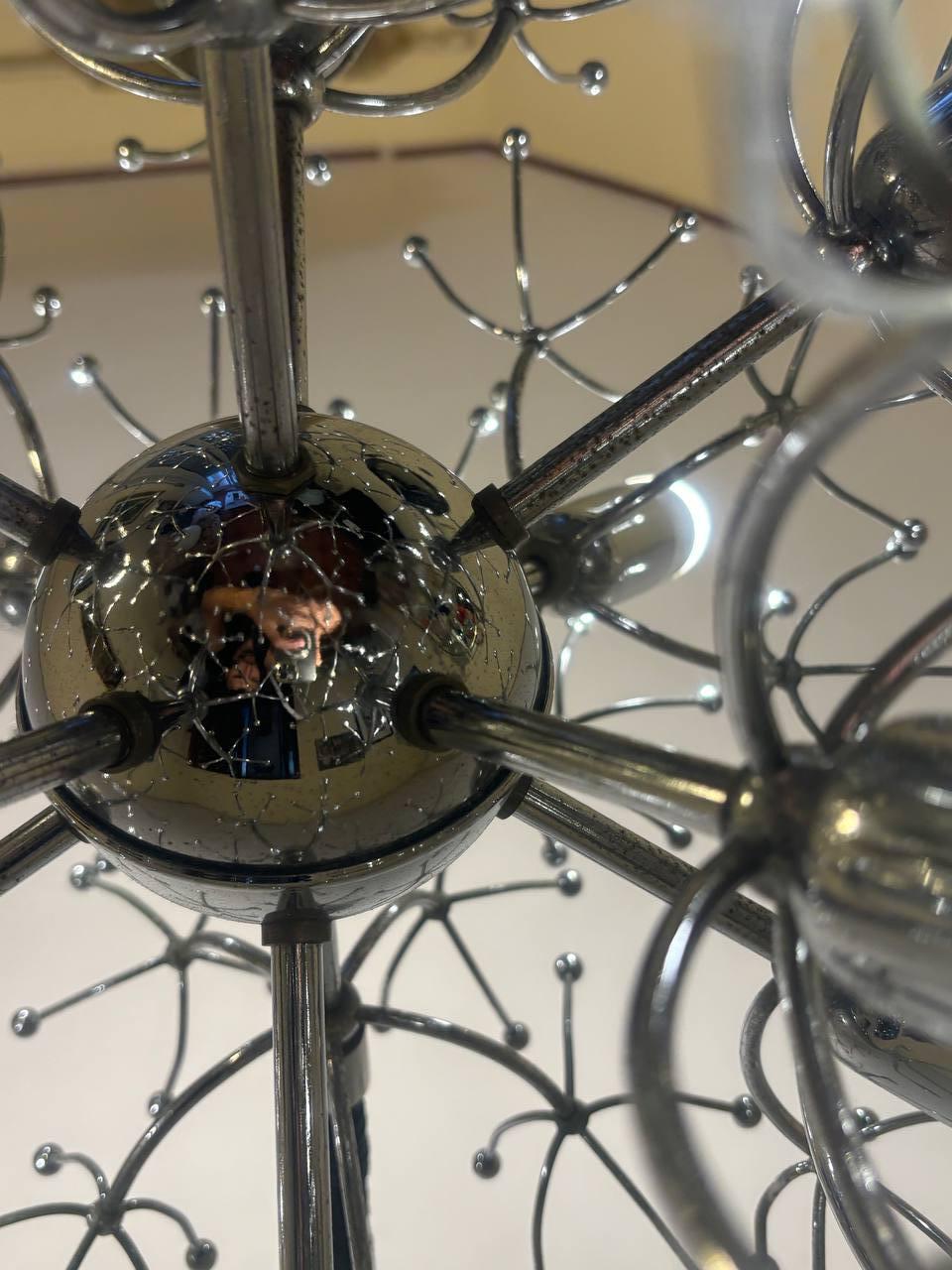 Lámpara de araña  Diente de león Sputnik by Gaetano Sciolari, 1970s Metal en venta