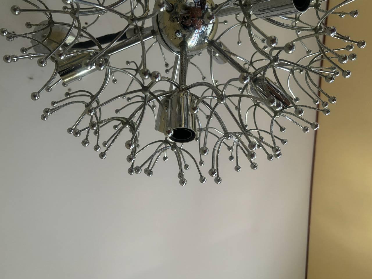 Lámpara de araña  Diente de león Sputnik by Gaetano Sciolari, 1970s en venta 2