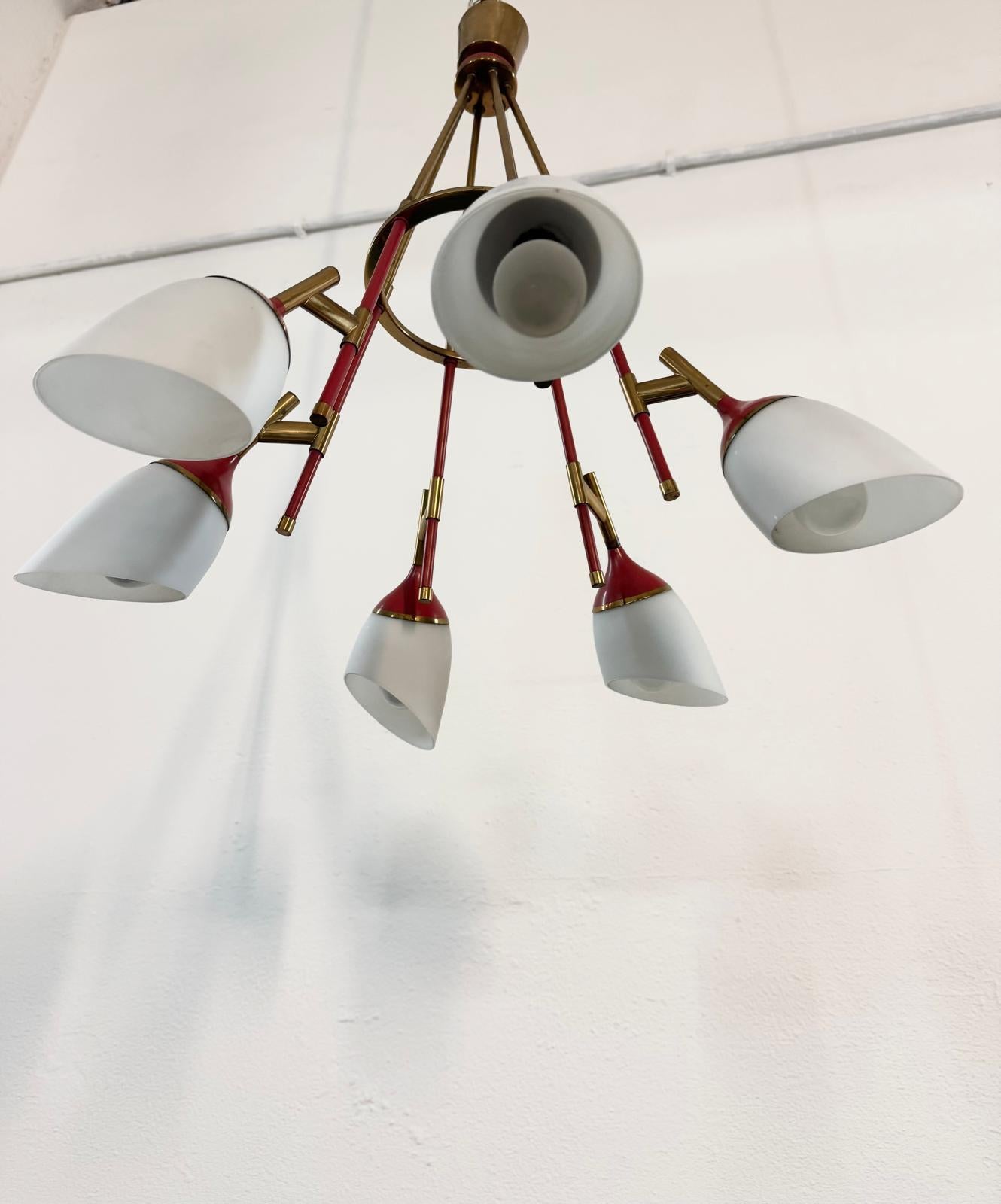 Brass 1950s Sputnik style chandelier For Sale