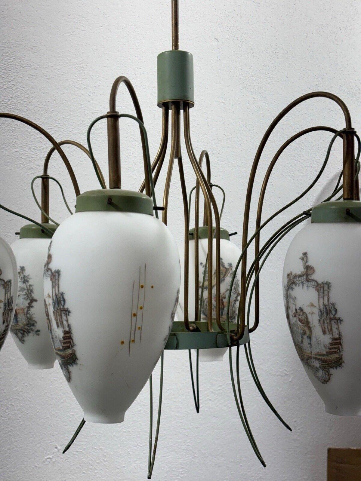 Verre Lustre Style Stilnovo 1950's Mid-Century Design en vente