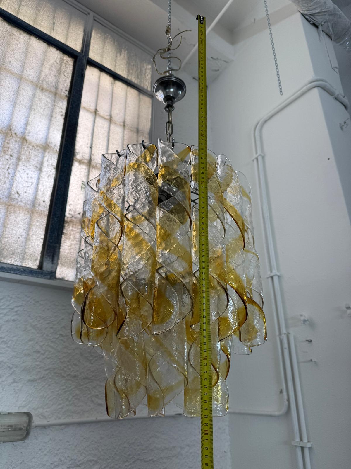 Vintage Murano glass Torciglioni chandelier by  Mazzega, Italy, 1970s For Sale 2