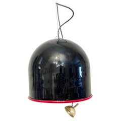 Toso Murano Black Chandelier with Red Profile Vintage 1970s -Lighting-