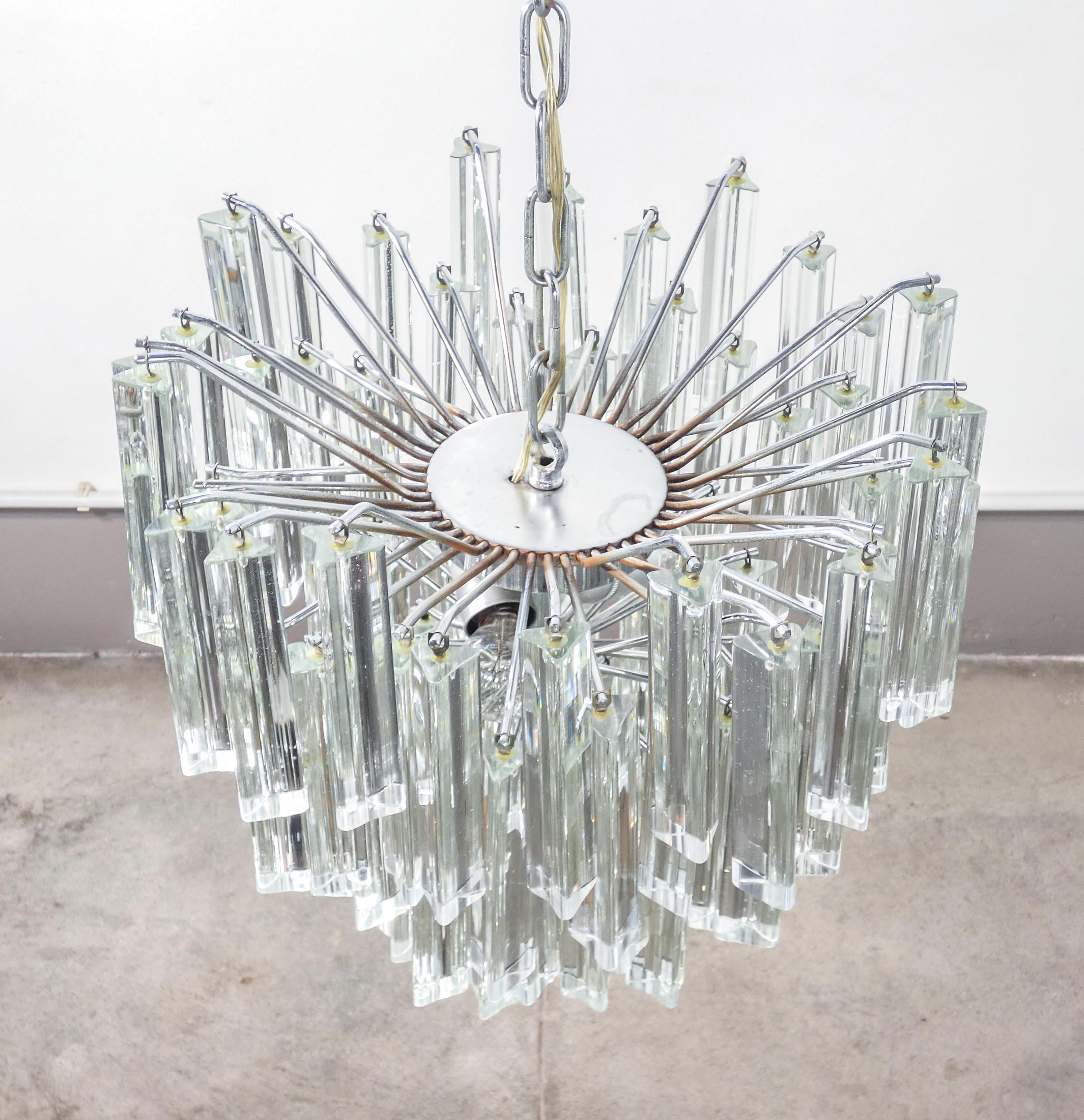 Lampadario Trilobo design Paolo VENINI in vetro di Murano. Italia, Anni 70 in vendita 5