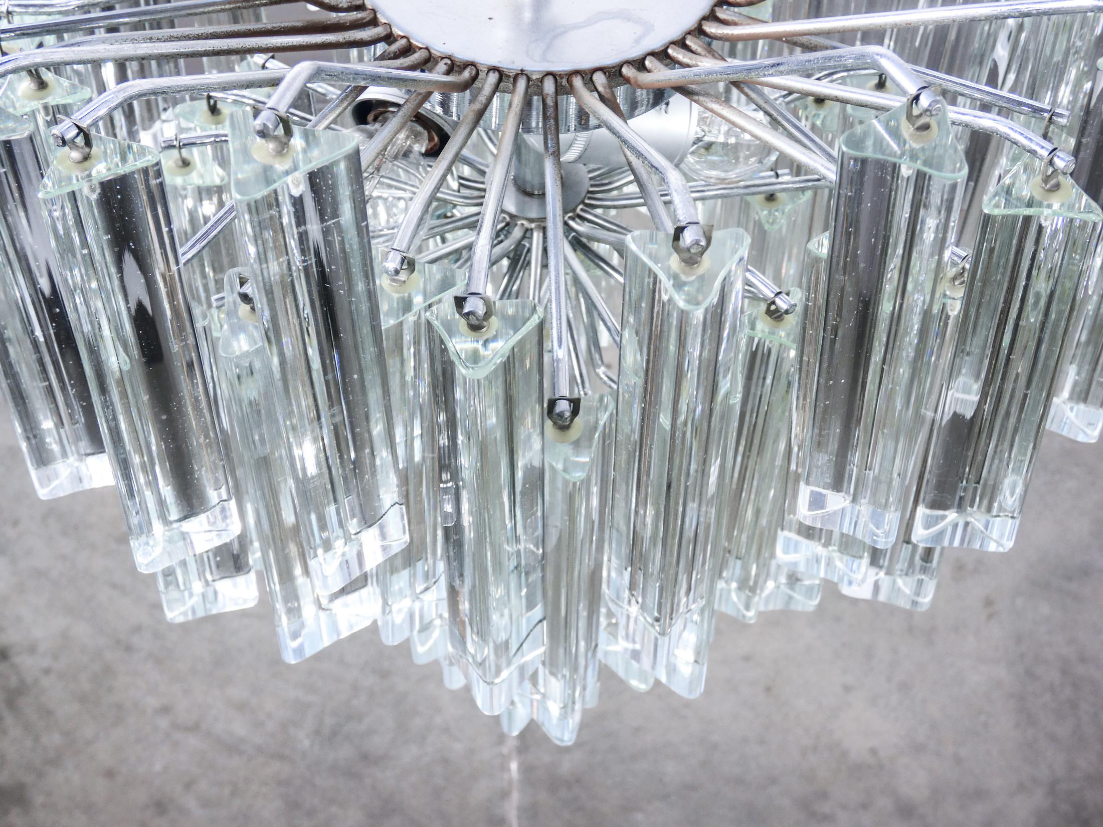 Lampadario Trilobo design Paolo VENINI in vetro di Murano. Italia, Anni 70 in vendita 7