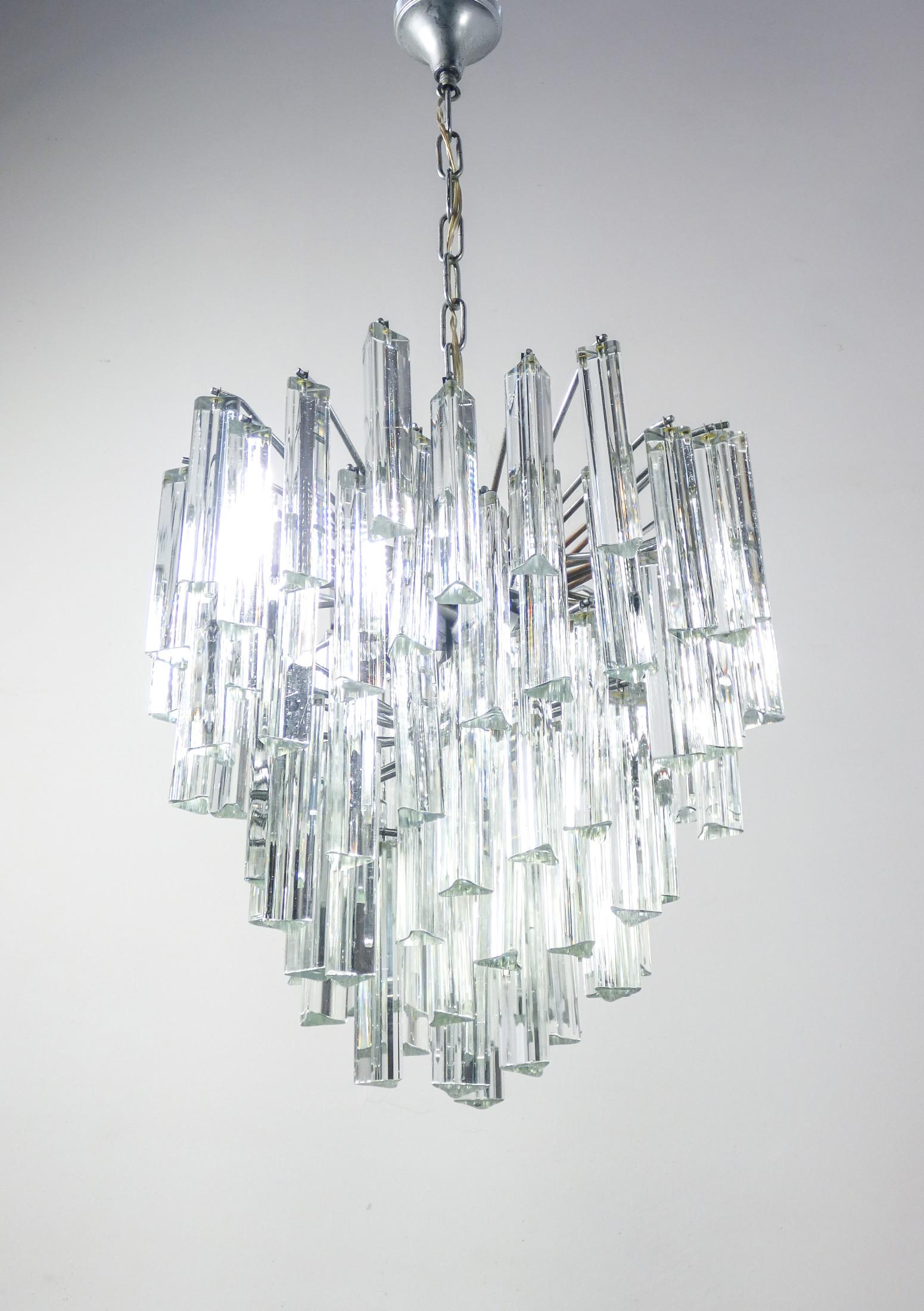 Italian Lampadario Trilobo design Paolo VENINI in vetro di Murano. Italia, Anni 70 in vendita