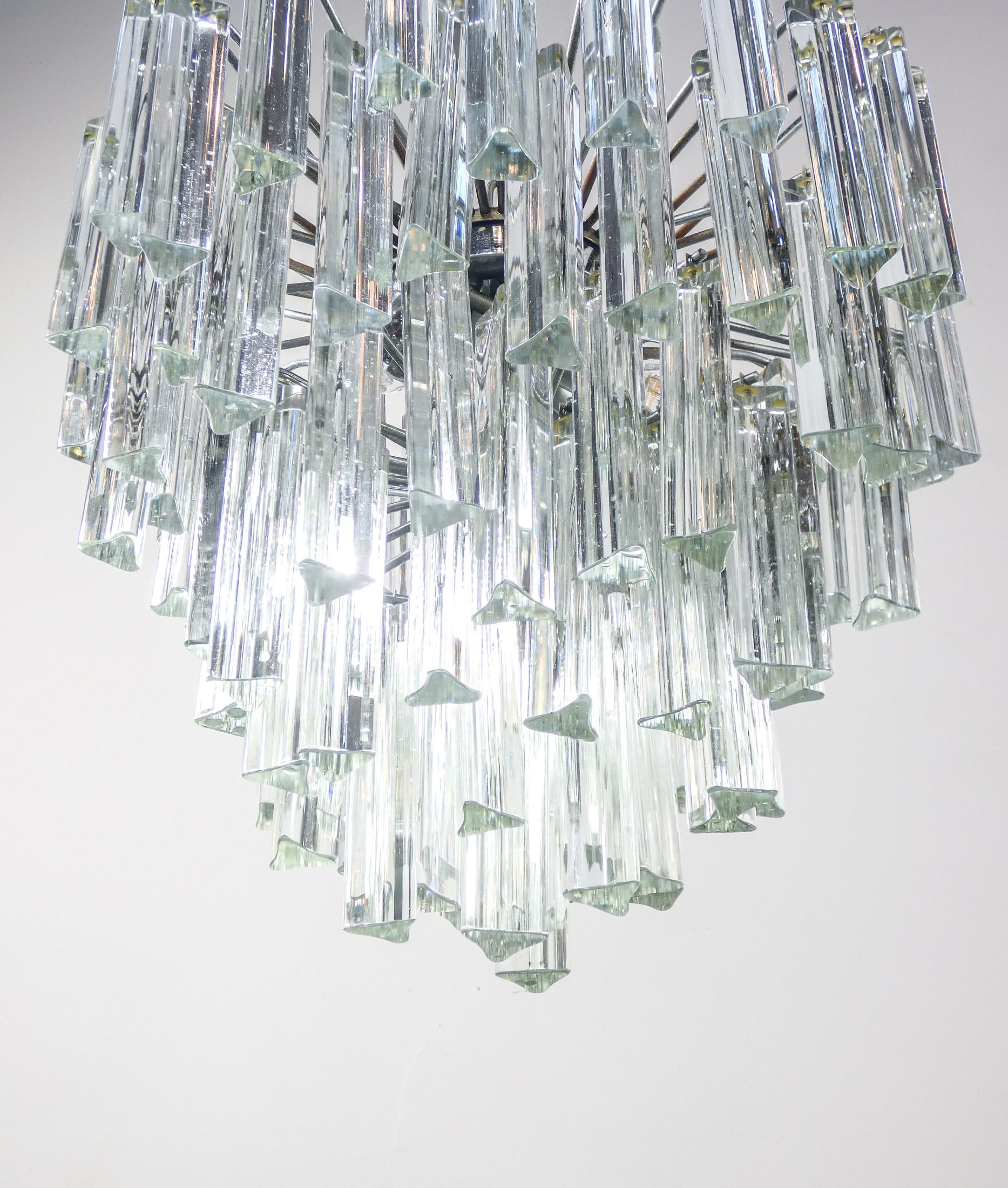 Lampadario Trilobo design Paolo VENINI in vetro di Murano. Italia, Anni 70 in vendita 1