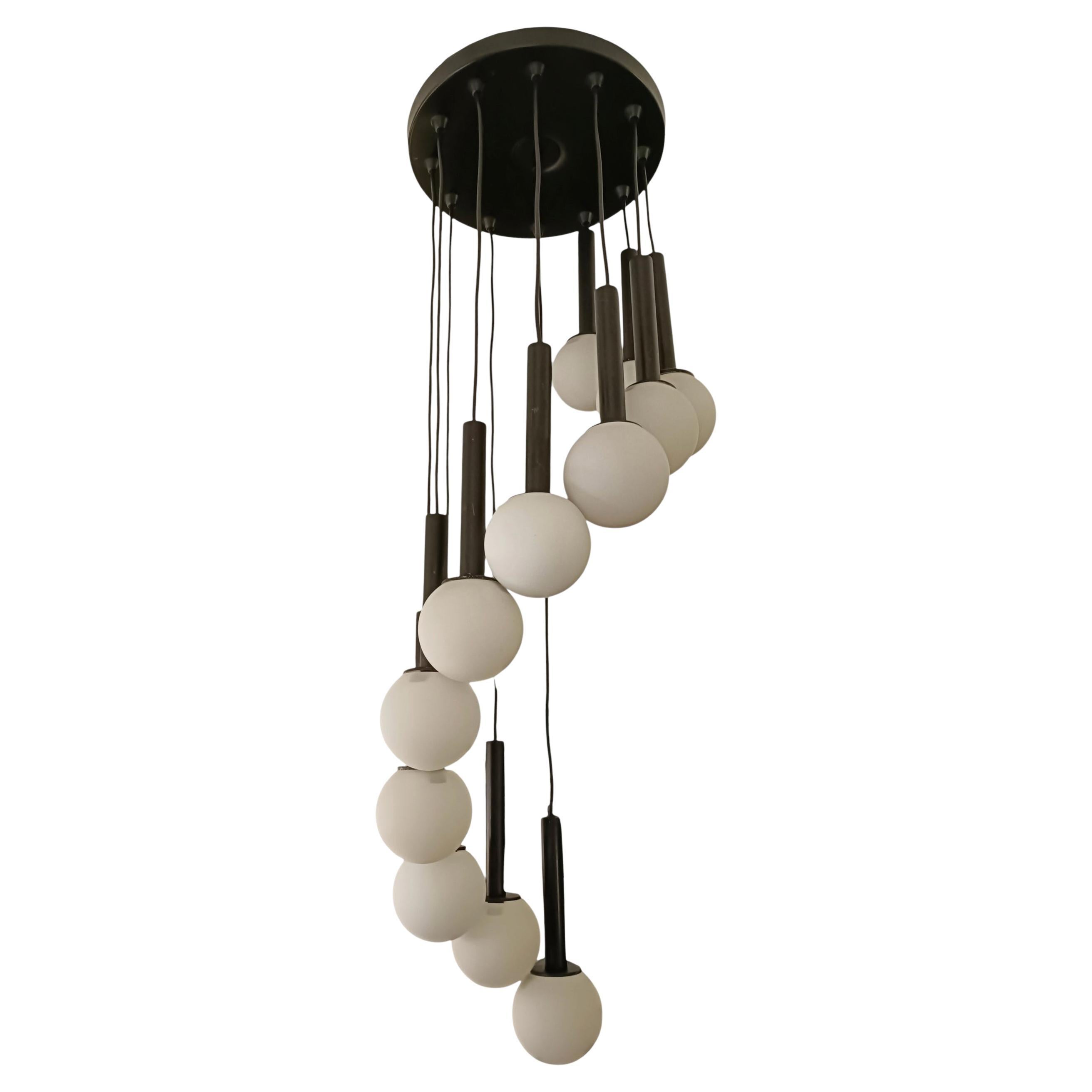 Lampadario Tubolare a Cascata a 12 Luci, Italia 1970s en vente